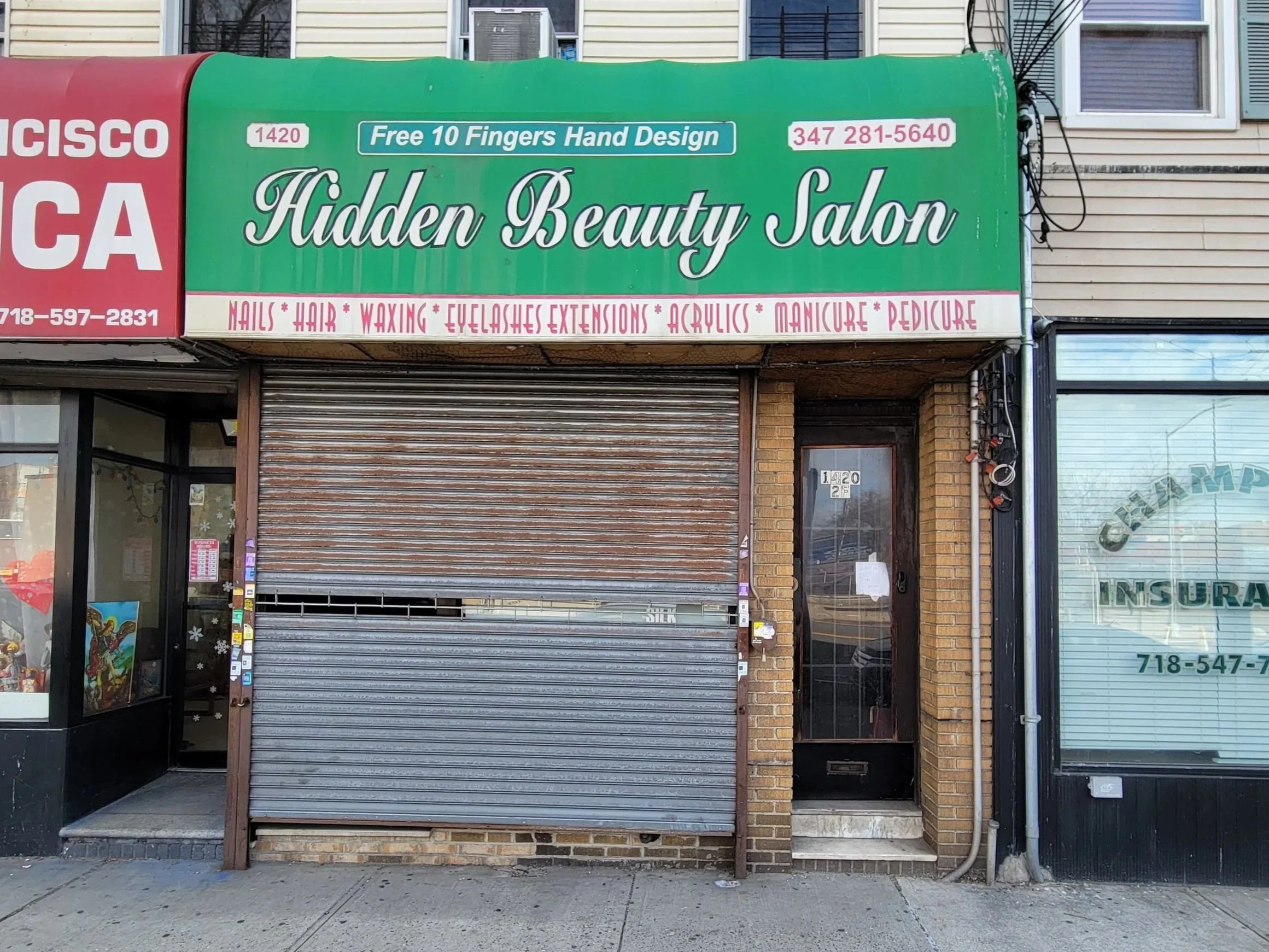 Image of Hidden Beauty Salon store front in the Bronx, New York