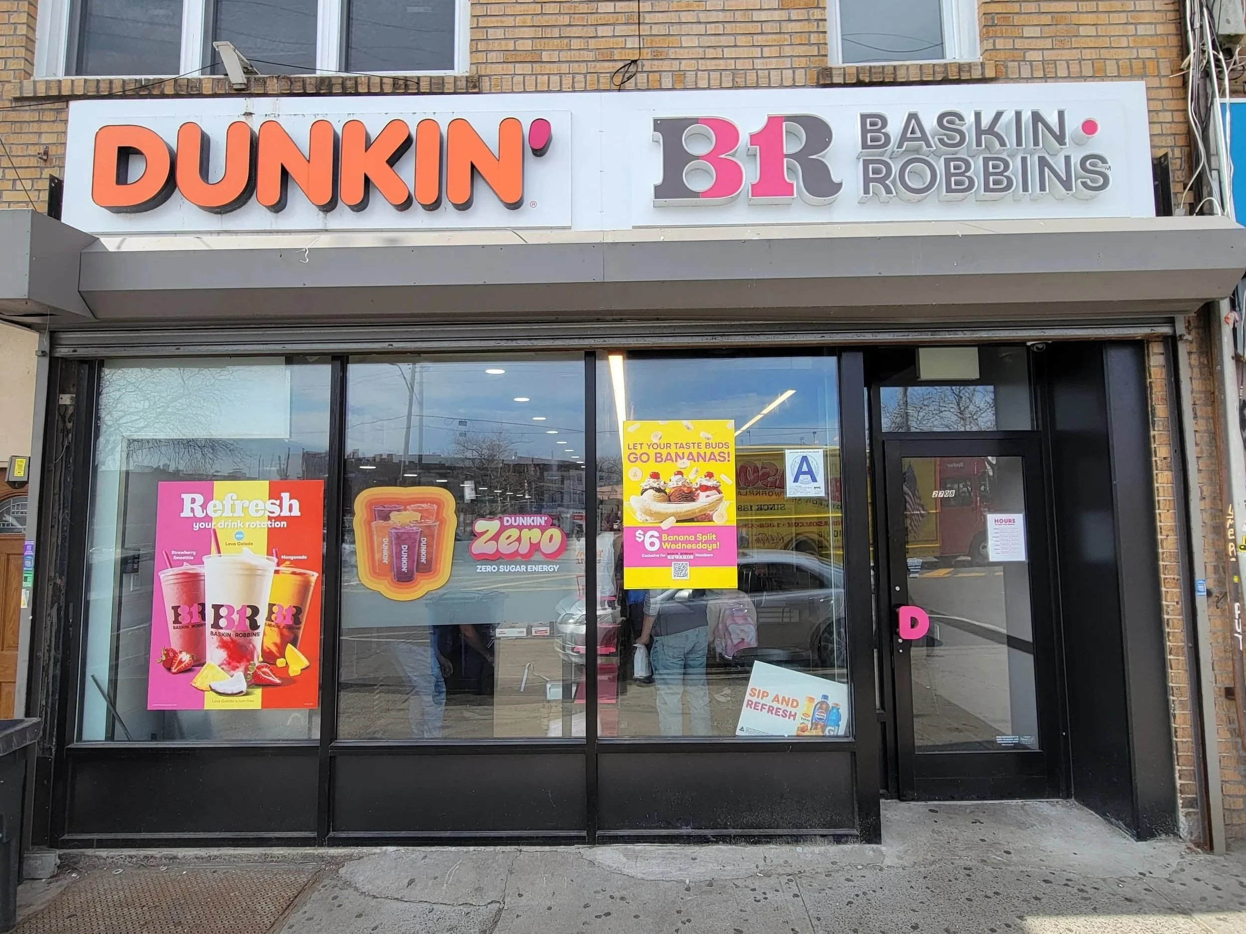 Image of Dunkin' store front in the Bronx, New York