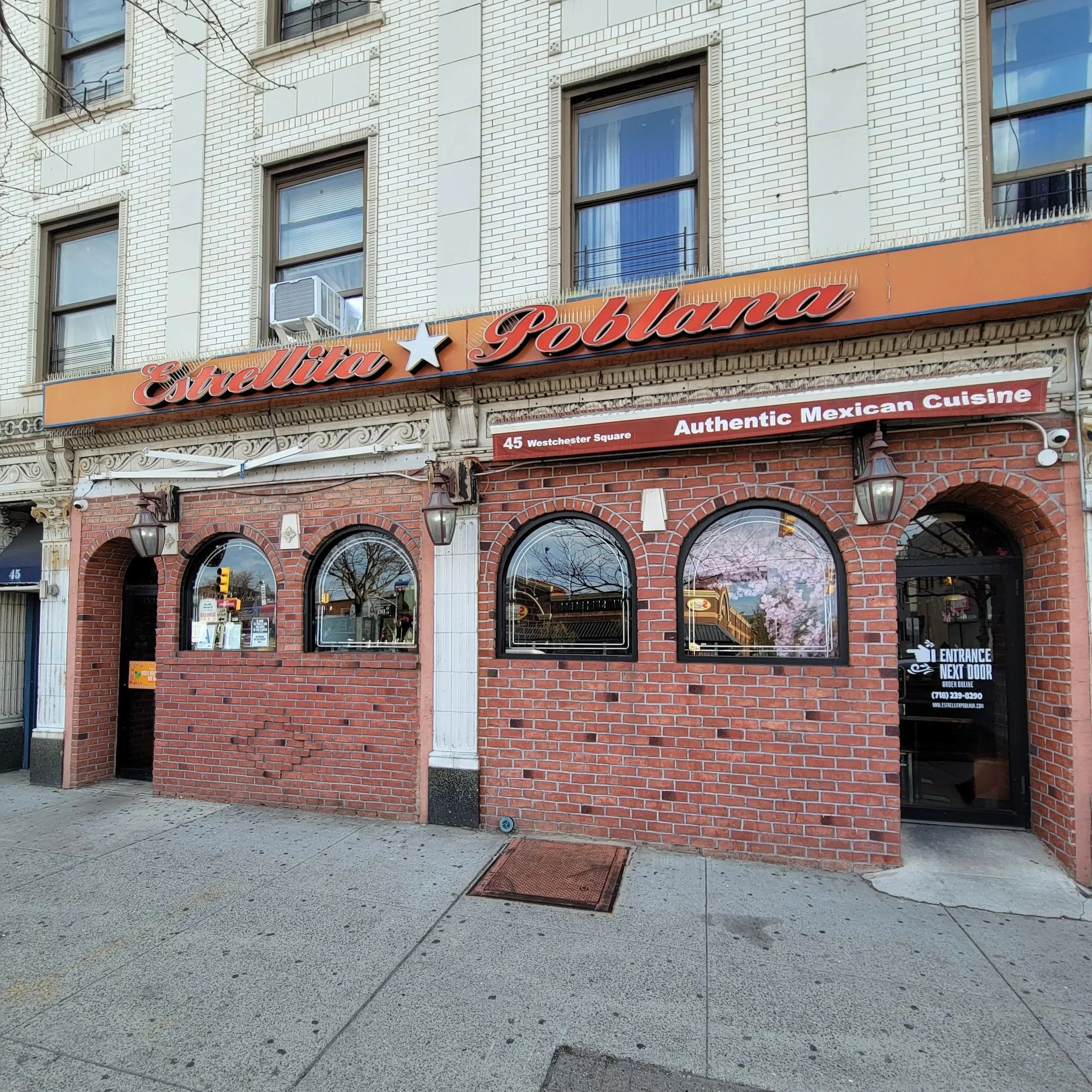 Image of Estrellita Poblano Restaurant store front in the Bronx, New York