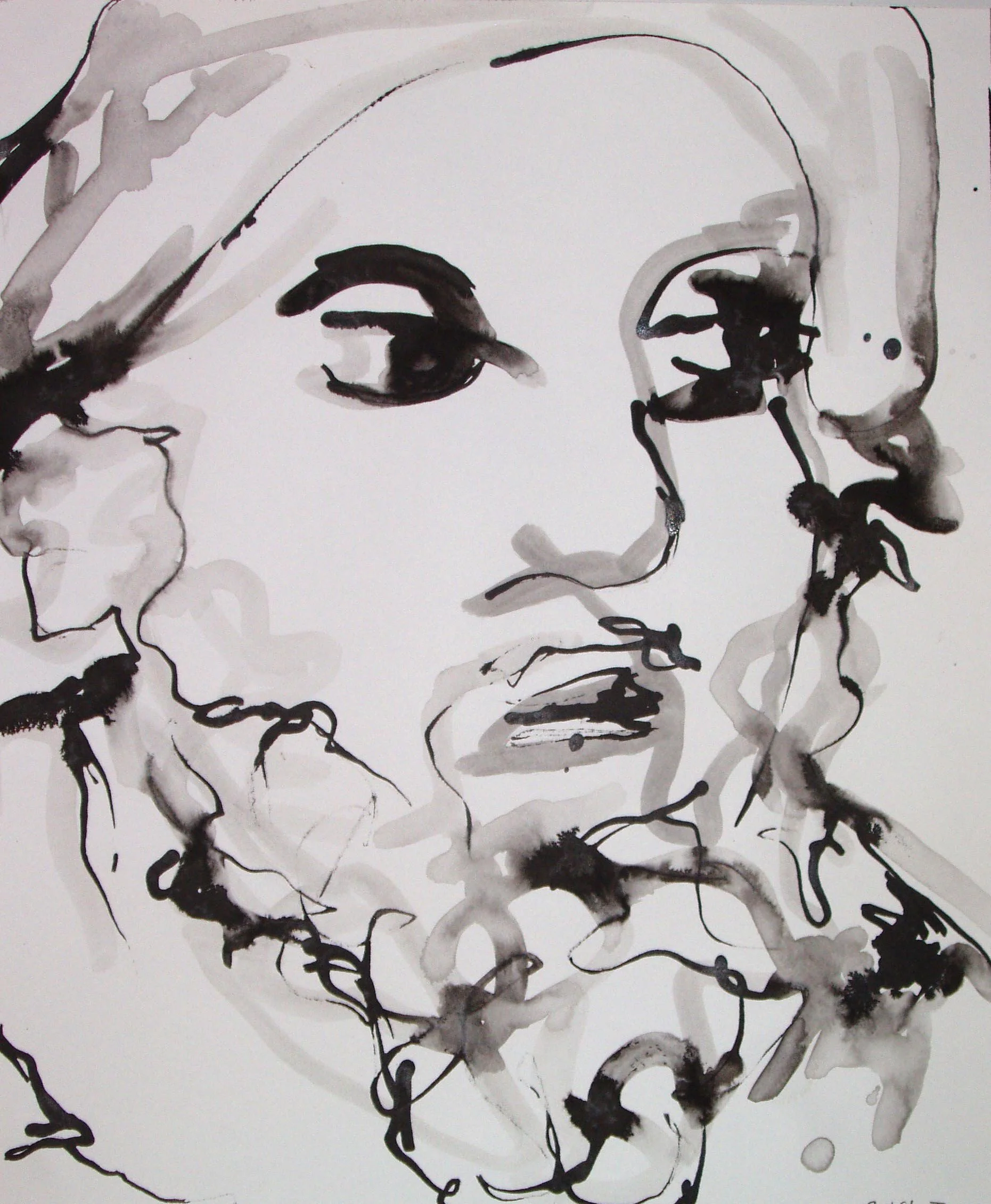 Baal Shem Tov, ink on paper, 17" x 14"