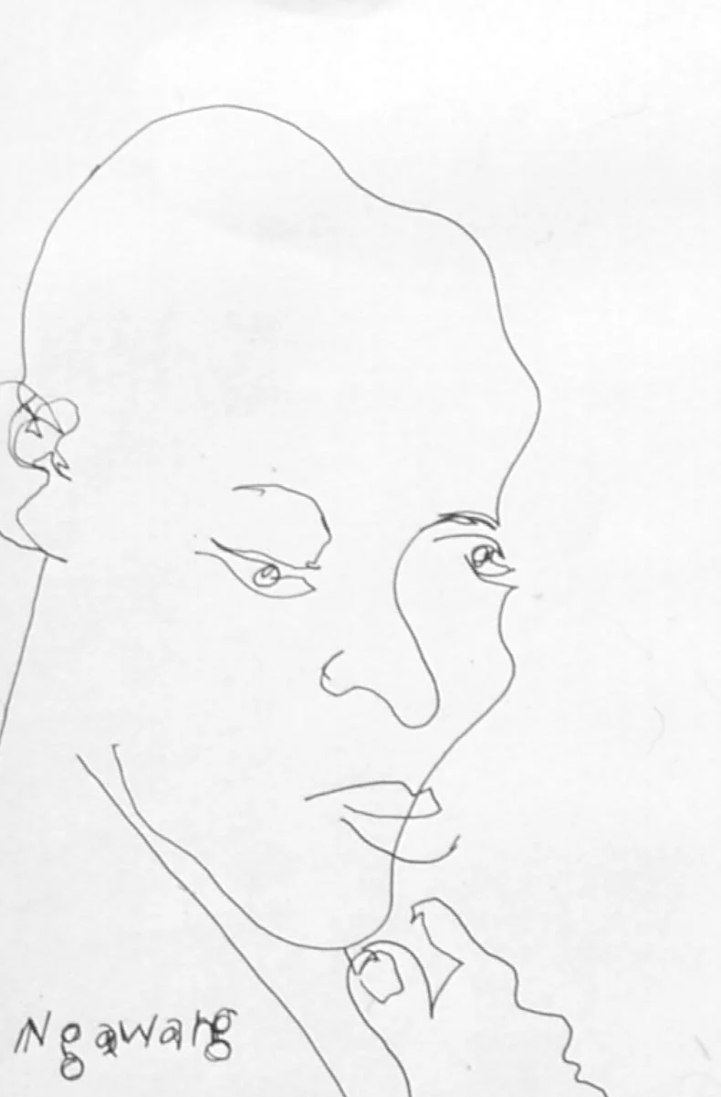 Ngawang, ink on paper, 10" x 7"m 2002.