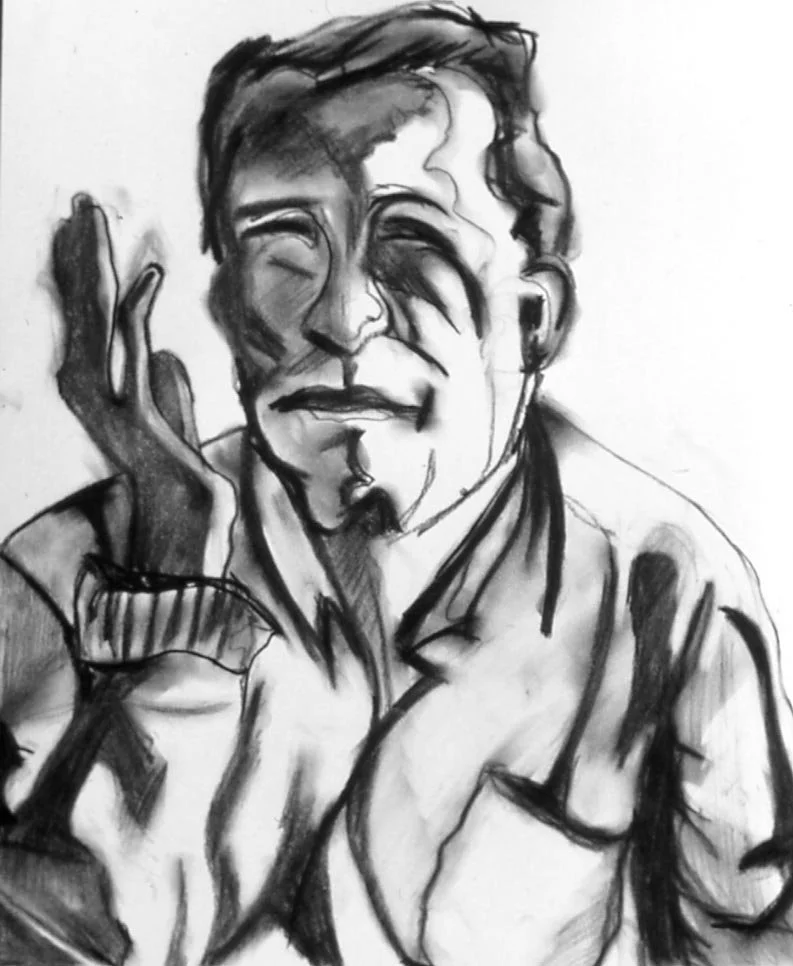 Faraj Sarkouhi, charcoal on paper, 17" x 14", 2002.