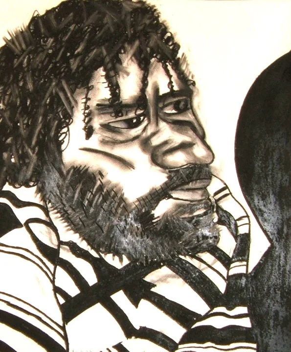 Yusak Pakage, charcoal on paper, 17" x 14", 2009.