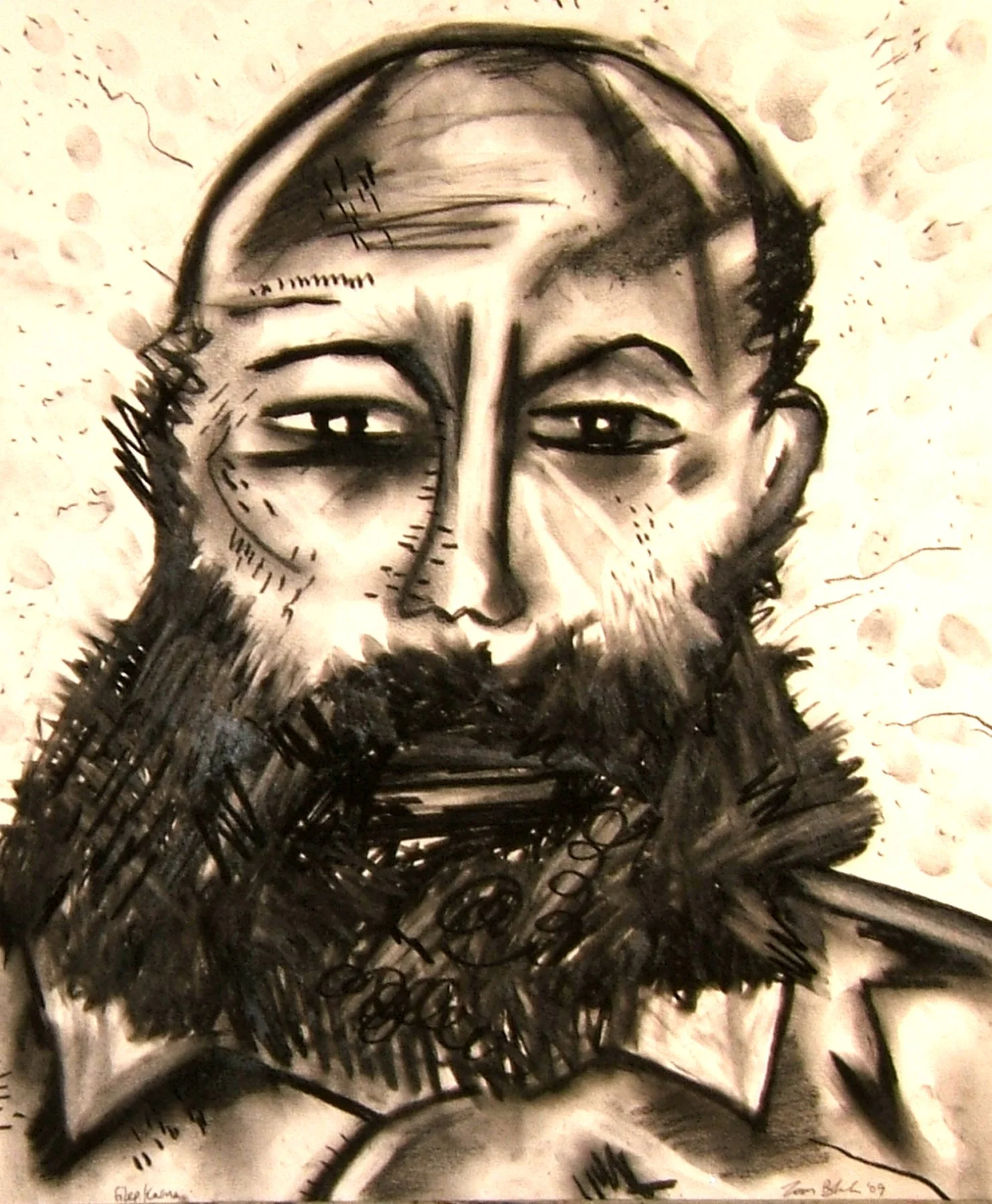 Filep Karma, charcoal on paper, 17" x 14", 2009.