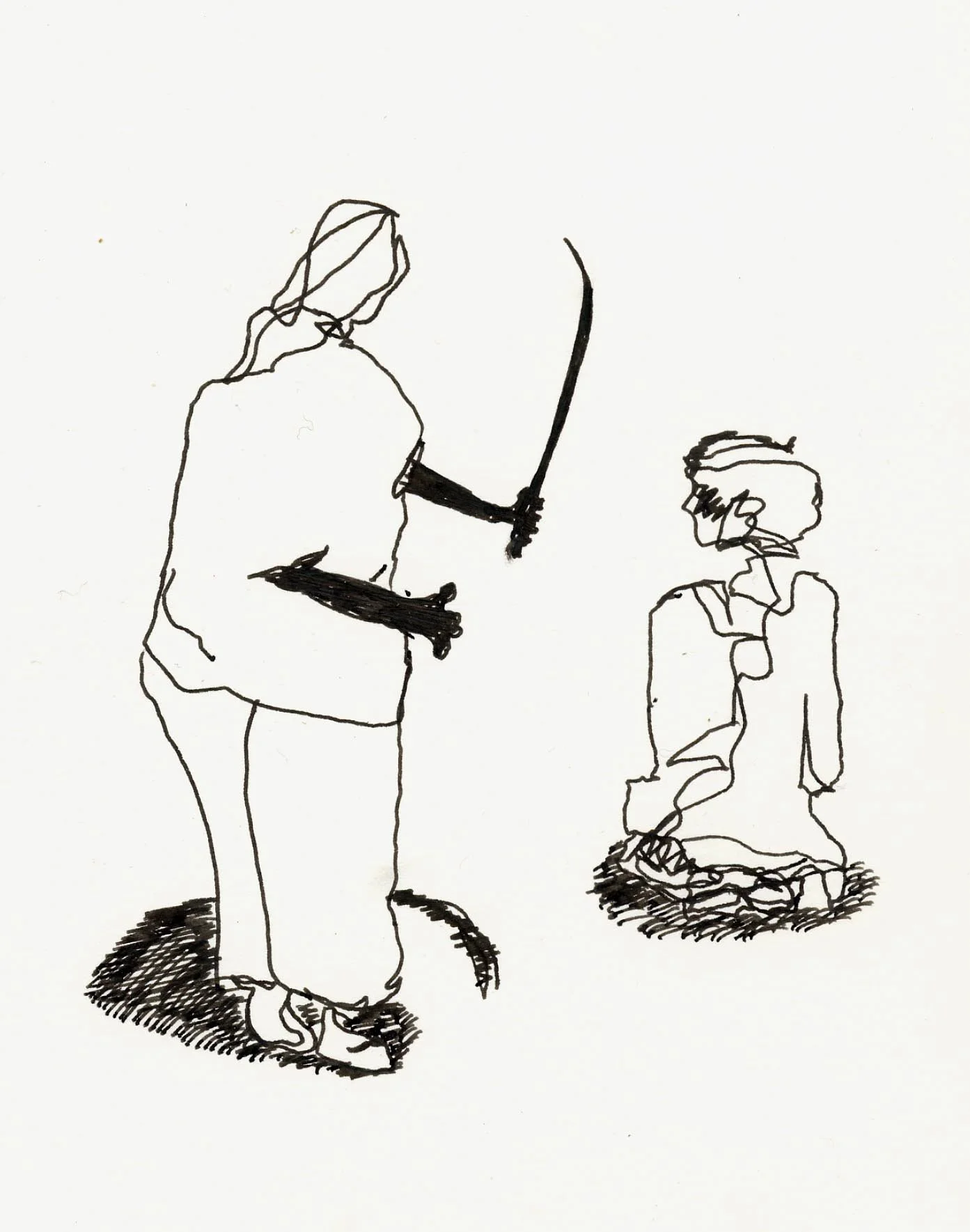 Execution Saudi Arabia, ink on paper, 12" x 9", 2002.