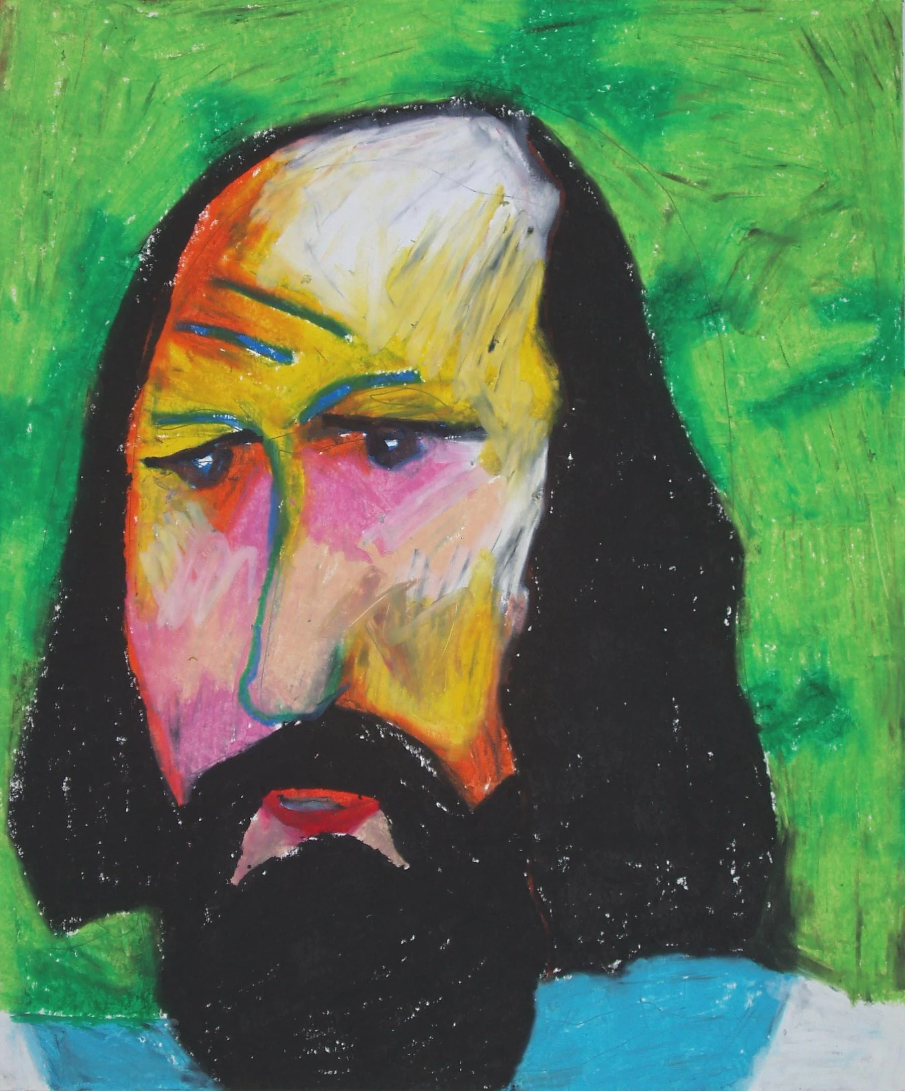 al-Ghazali, oil pastel on paper, 17" x 14"