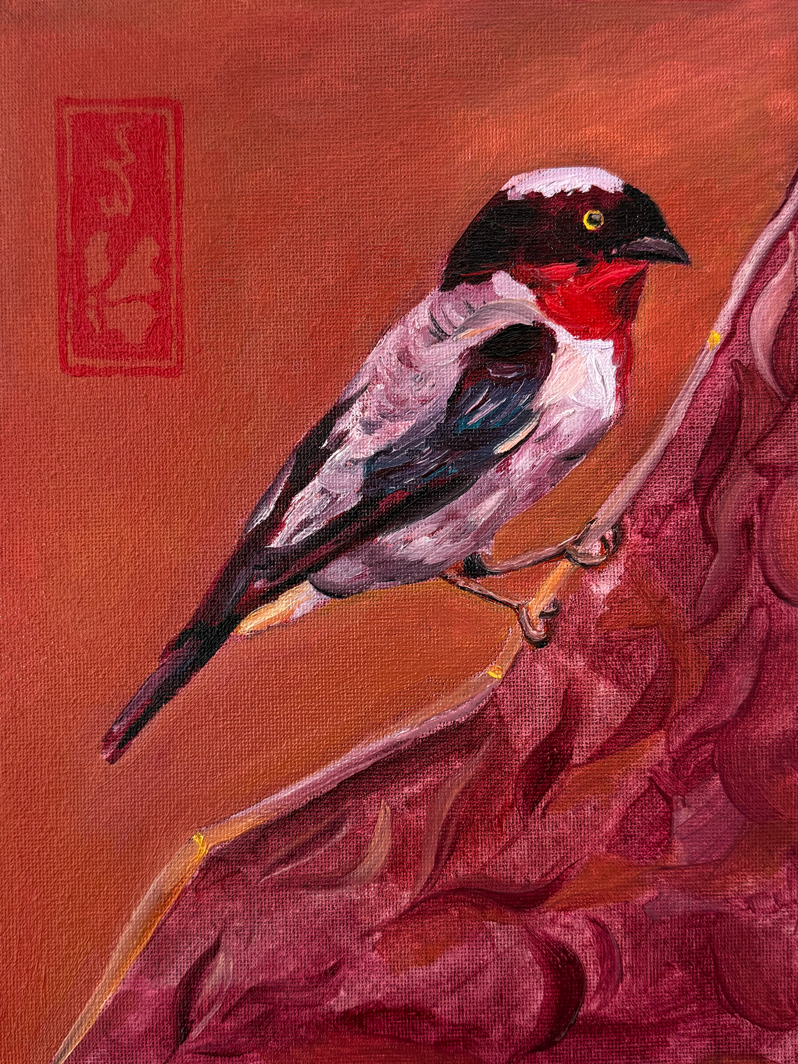 Cherry Throated Tanager - Conservation Mini Original