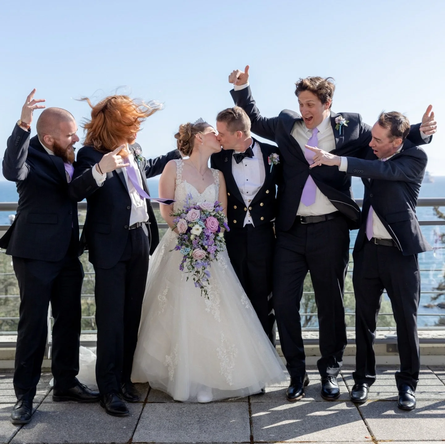 Love, laughter and a fair bit of wind made these photos extra special. From Darrian and Nate @nadenwardroom in Esquimalt. #lindseymillarphotography #vancouverislandphotographer #westcoastwedding #canadianweddingphotographer