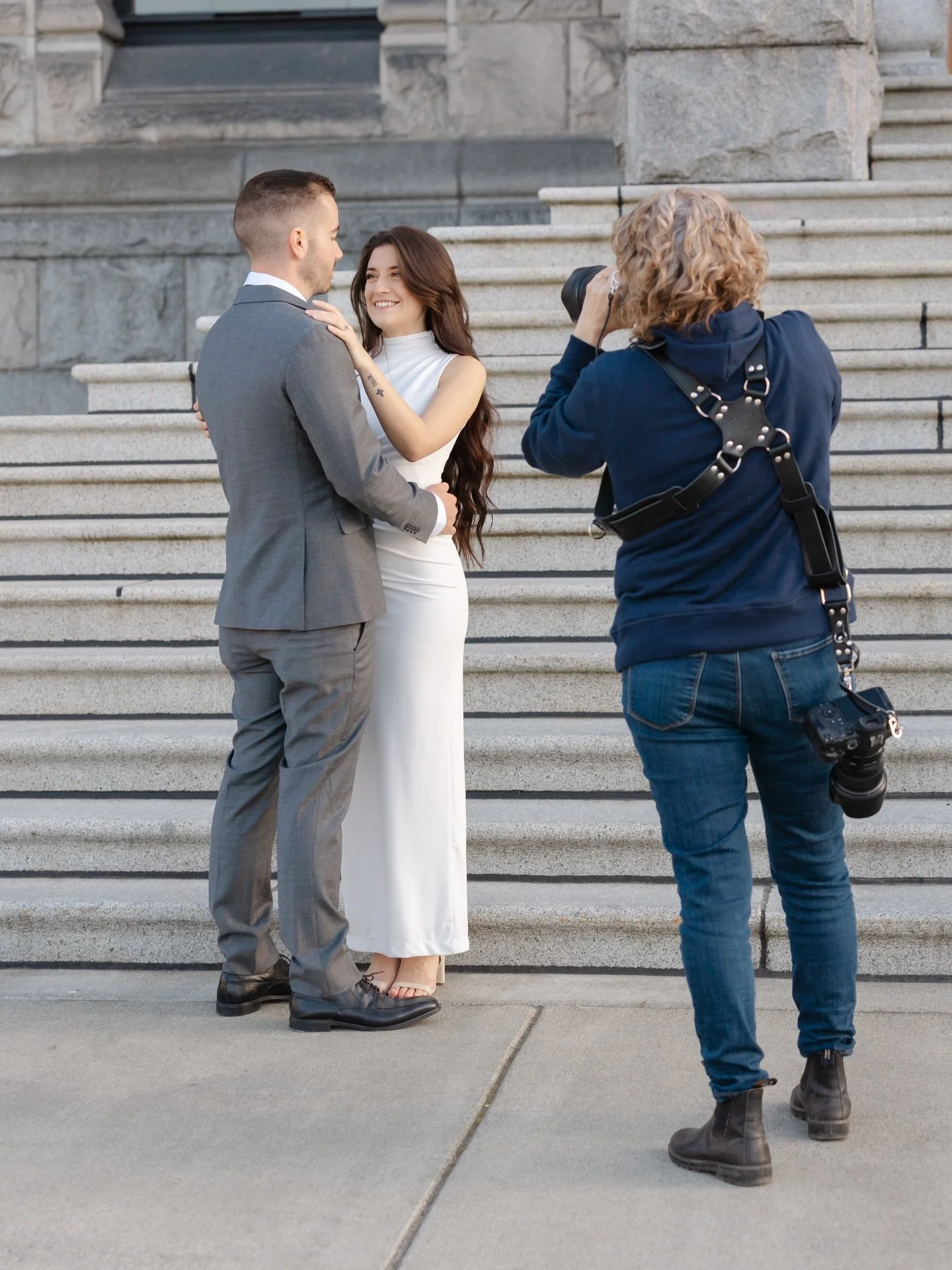 Some behind the scenes action. 🤗 We LOVE what we do and we do what we love. #weddingphotographers #lindseymillarphotography #victoriabcphotographer #vancouverislandphotographer