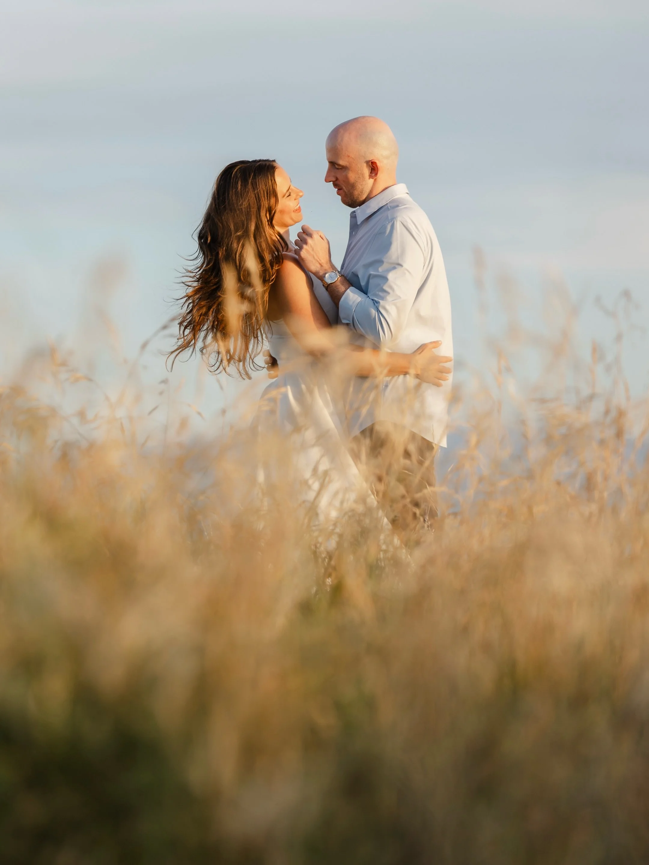 One golden evening along Dallas Road. Sara &amp; Colin ❤️ #couplesphotography #victoriabcphotographer #vancouverislandphotographer #engagement
