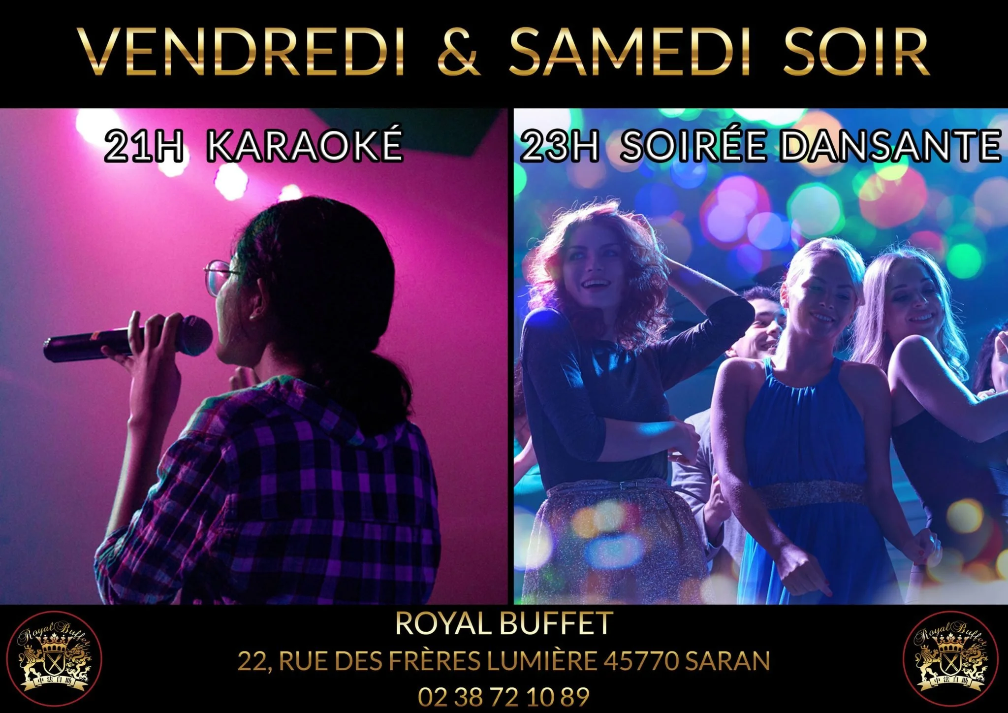 SOIREES KARAOKES &amp; DANSANTES AU ROYAL BUFFET SARAN CHAQUE VENDREDI &amp; SAMEDI SOIR !