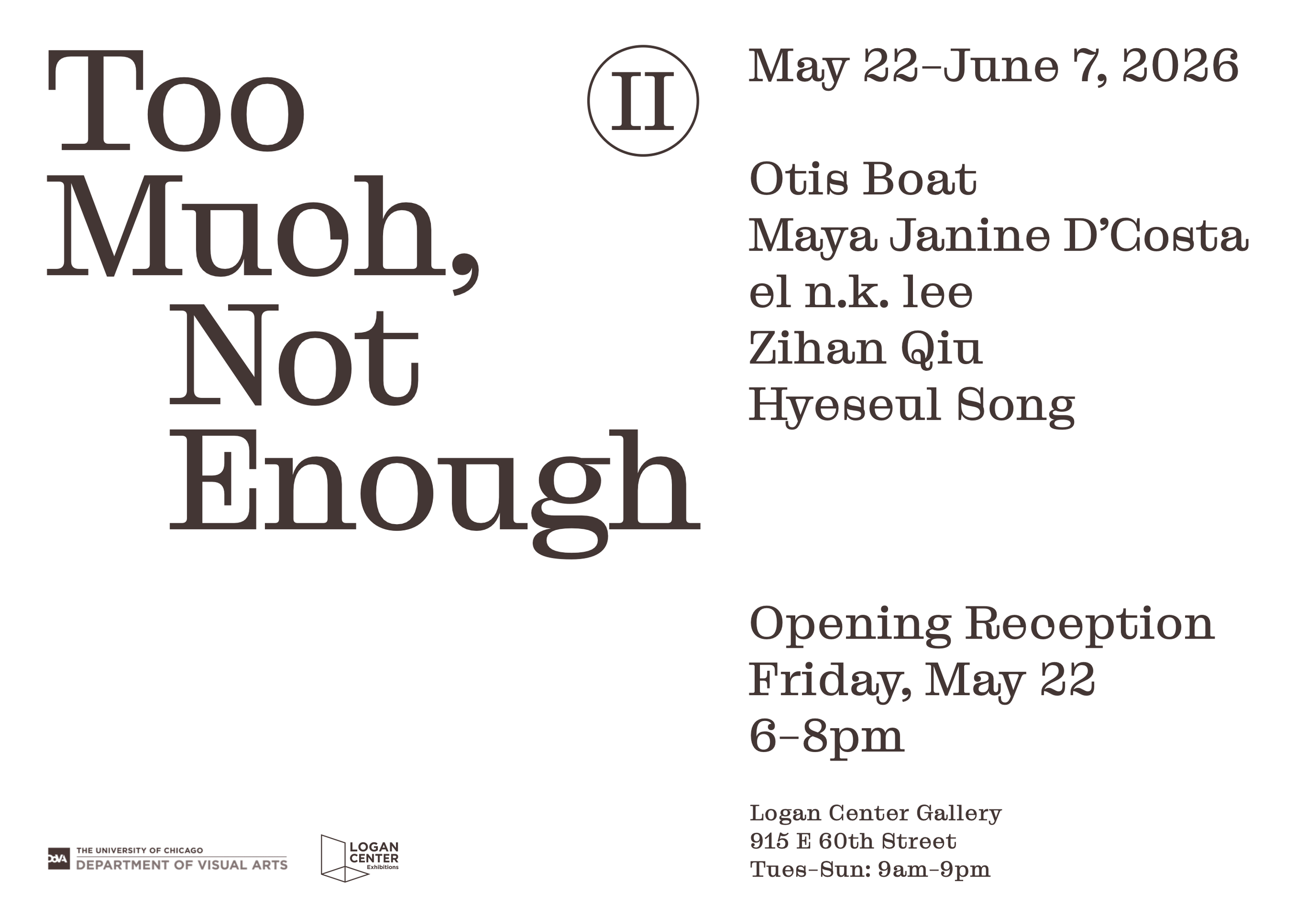 2026 MFA Thesis Exhibition: Too Much, Not Enough II