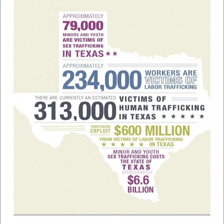 With this being Human Trafficking Awareness month, I wanted to share some information. Below is a map created by the Insitute of Domestic violence and Sexual Assault. Texas is one of the states with the highest numbers following California. Over 50% 