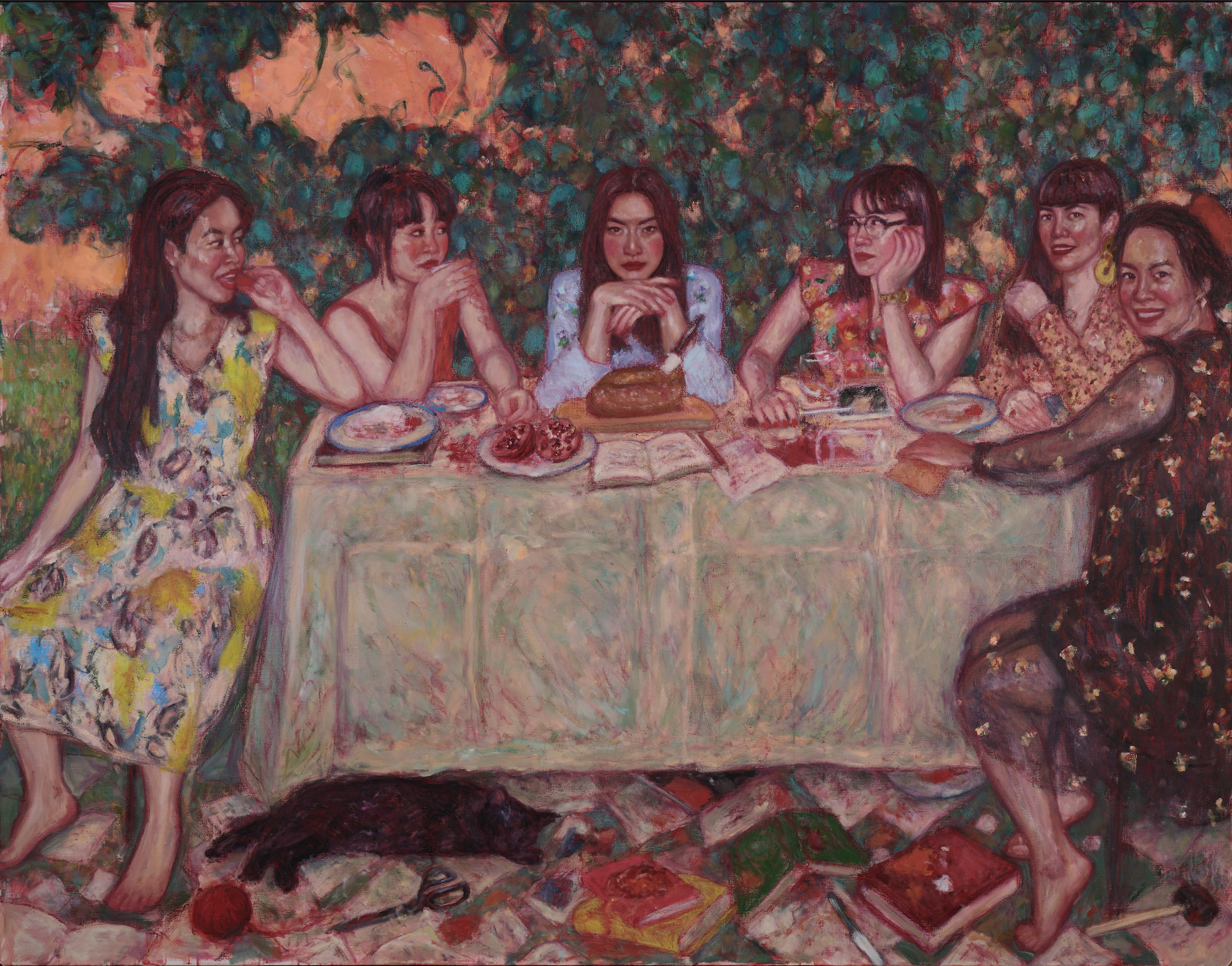 Happy Endings, oil, oil pastel, oil bar, and acrylic on linen, 170cm x 230cm, 2025