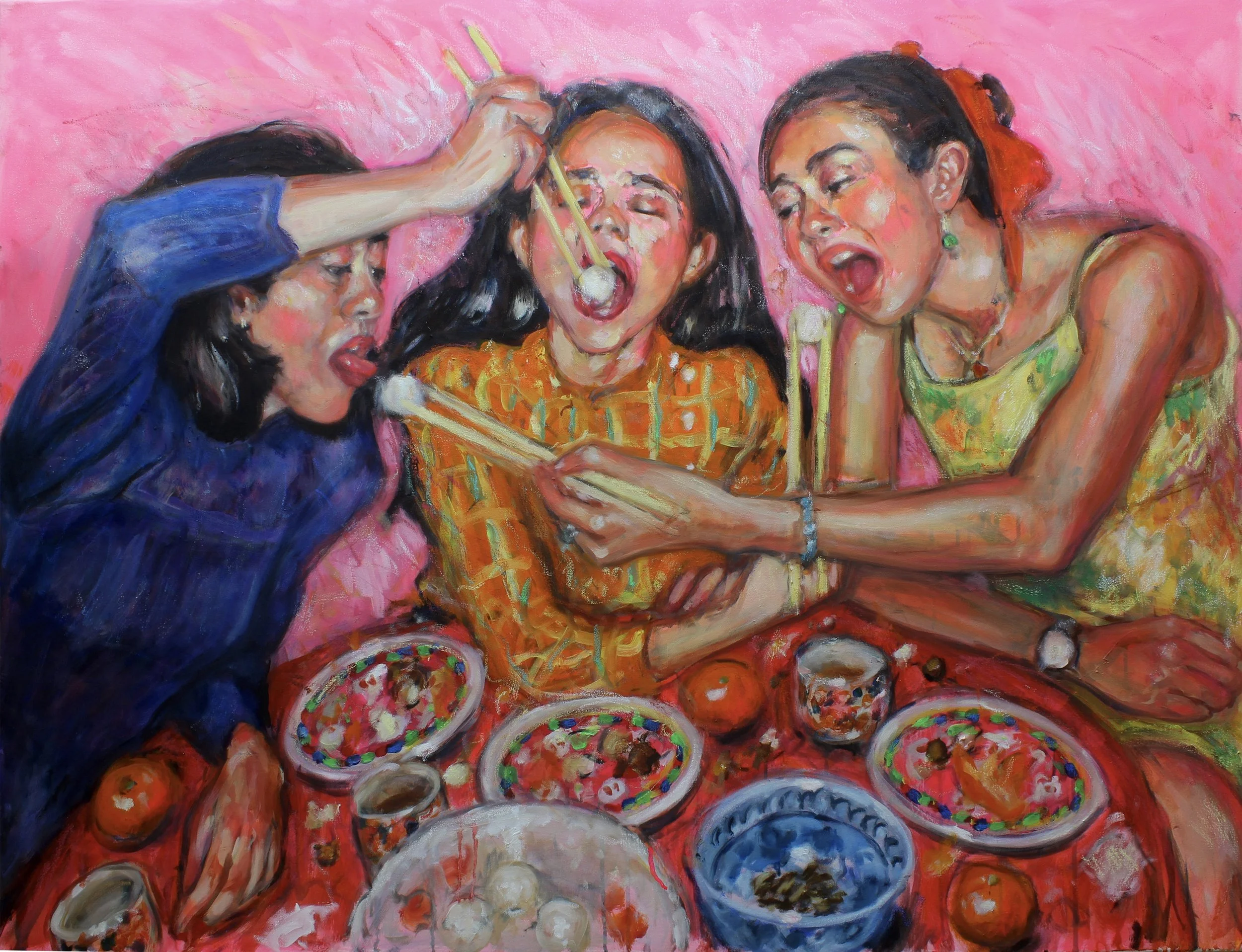 Tangyuan (pink),
oil, acrylic, and oil pastel on canvas
122cm x 91cm
2022