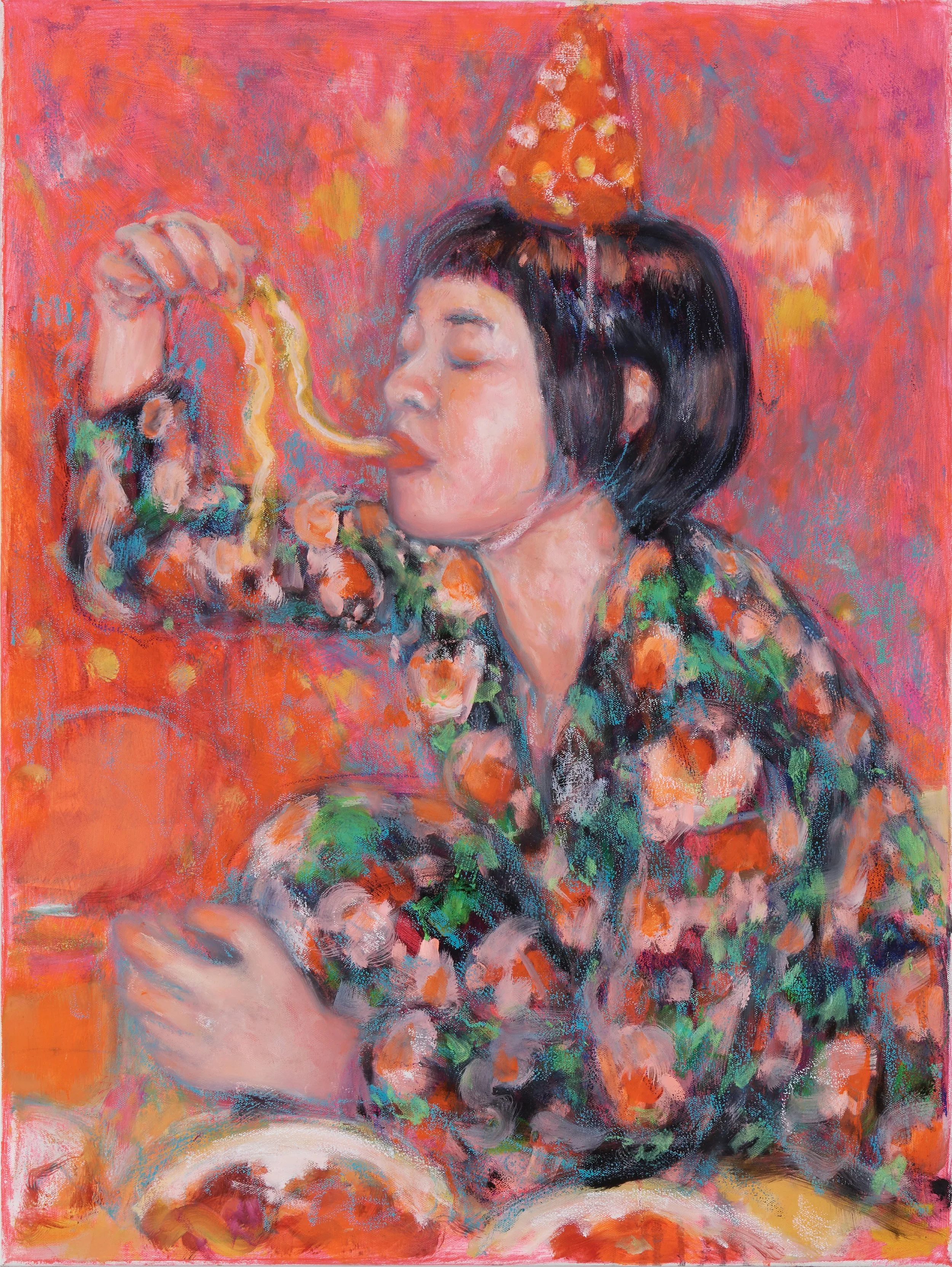 Semin, oil, oil pastel, and acrylic on canvas, 80 x 60cm, 2022