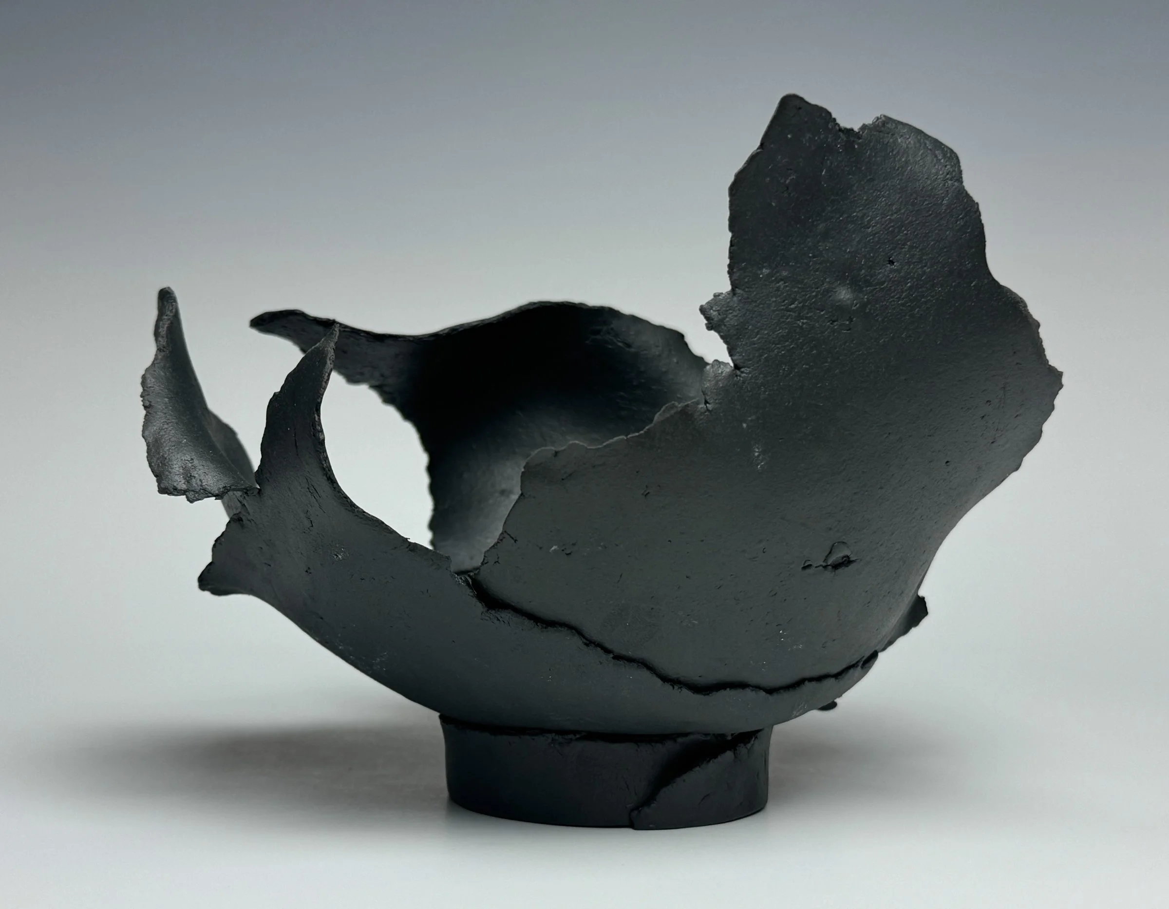 The Song	
6.75" x 9" x 8" 		
Custom Black Porcelain,  Cone 6, Oxidation