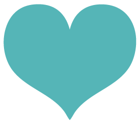 Turquoise heart shape on white background