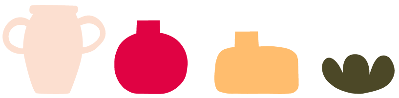 Silhouettes of vases and a plant