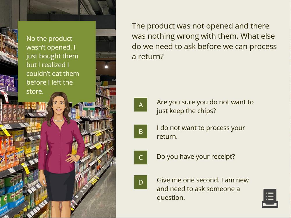Scenario Question screenshot
