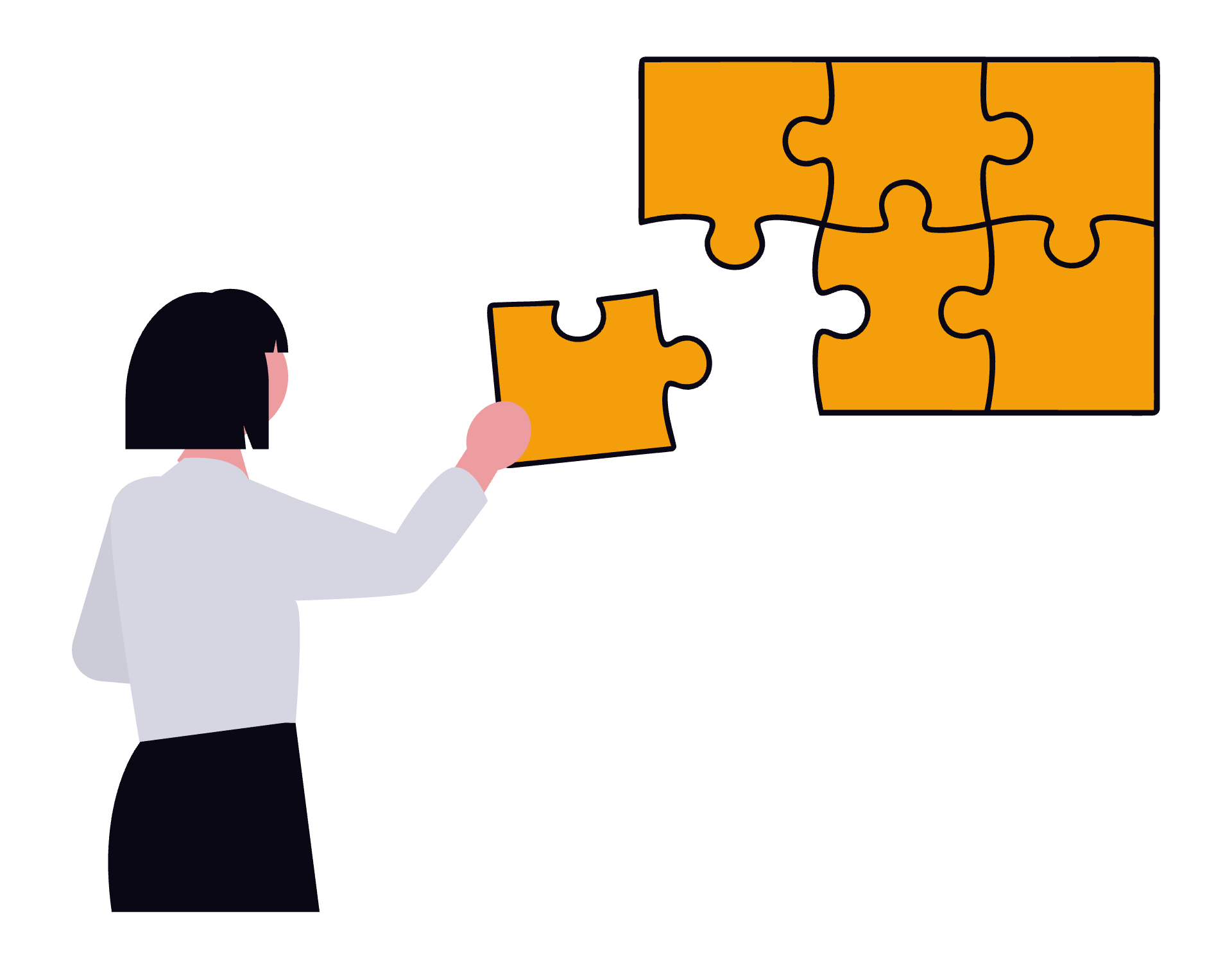 Woman completing a puzzle representing learning new skills and change through DBT emotional regulation program