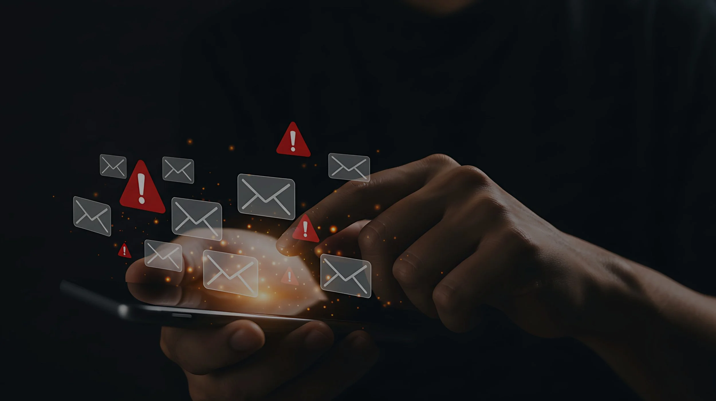 User receiving real-time AML compliance alerts on mobile device with warning icons