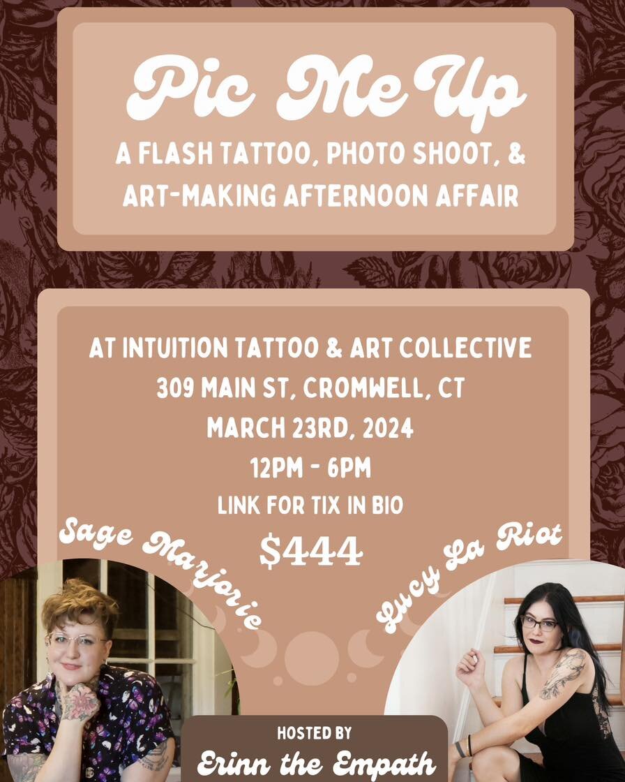 New event! We are excited to announce an intimate body-positive luv-yo-self event on SATURDAY MARCH 23, from 12-6pm @intuitiontattoo for the lucky few who grab tickets 🎟️ 
The cost: 💲 444
&hellip;
What you get: a flash tattoo from @sagemarjorie, a 