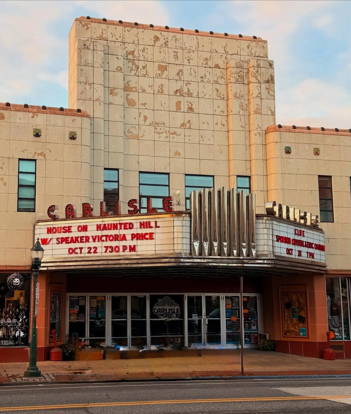 Always fun to see your name on a marquee in the middle of your early morning dog walk! So looking forward to this evening @carlisletheatre!! #vincentprice #carlislepa