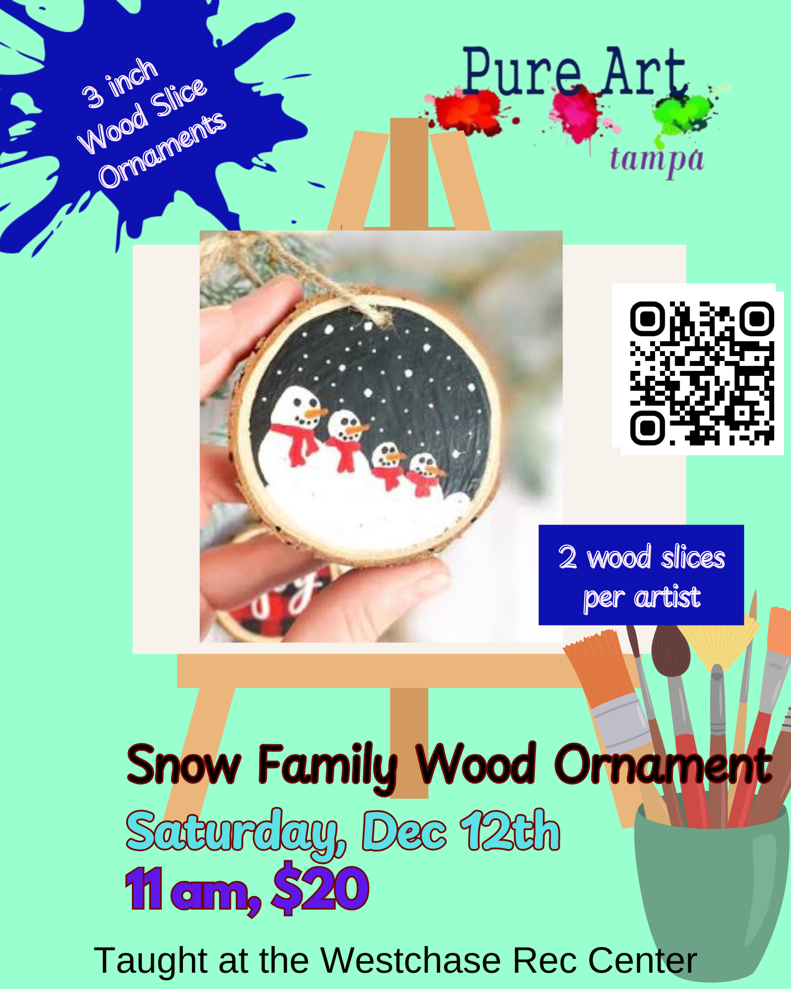 Snow Family Wood Ornament, December 12th @ 11am