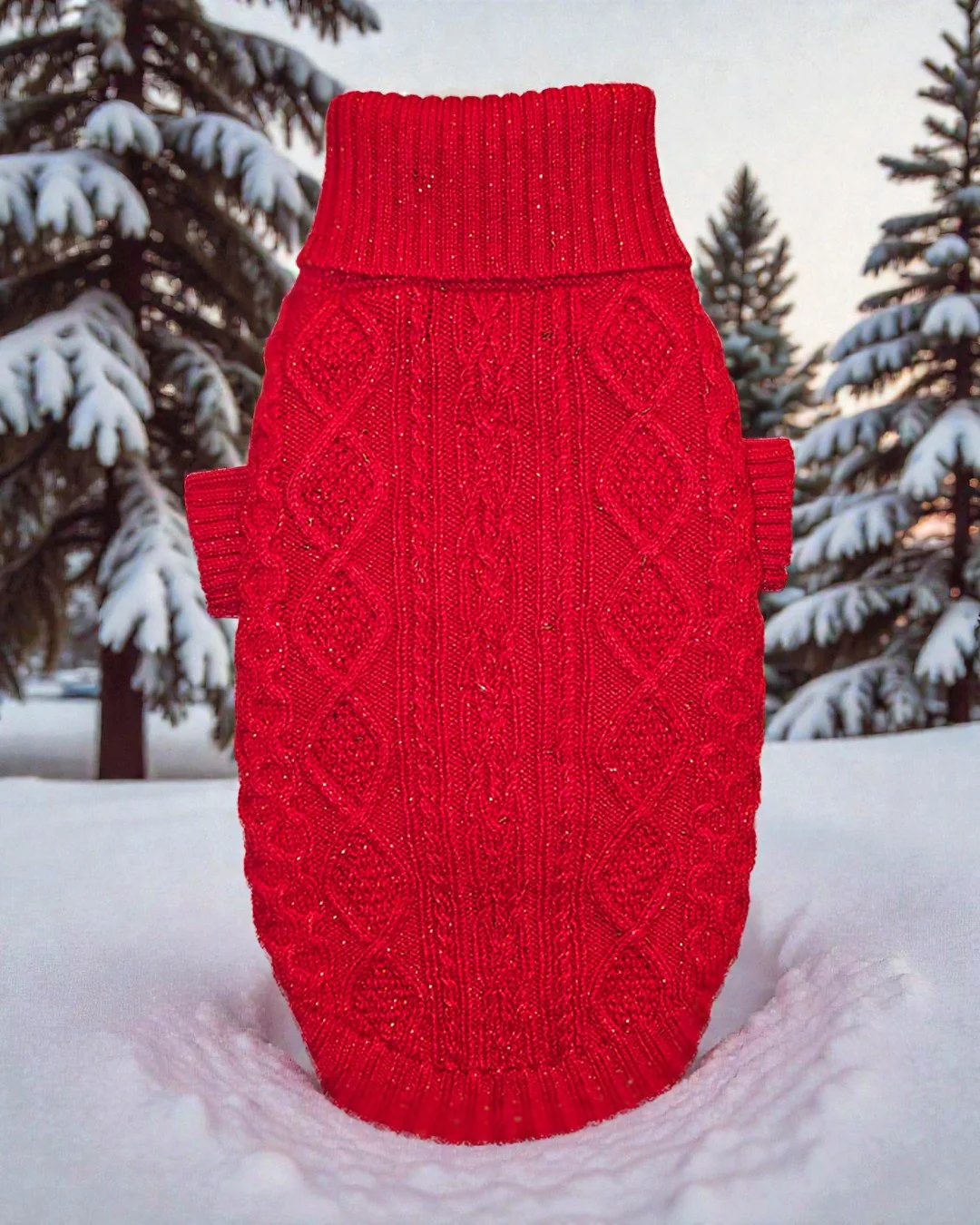 Sparkly Crimson Aran Knit