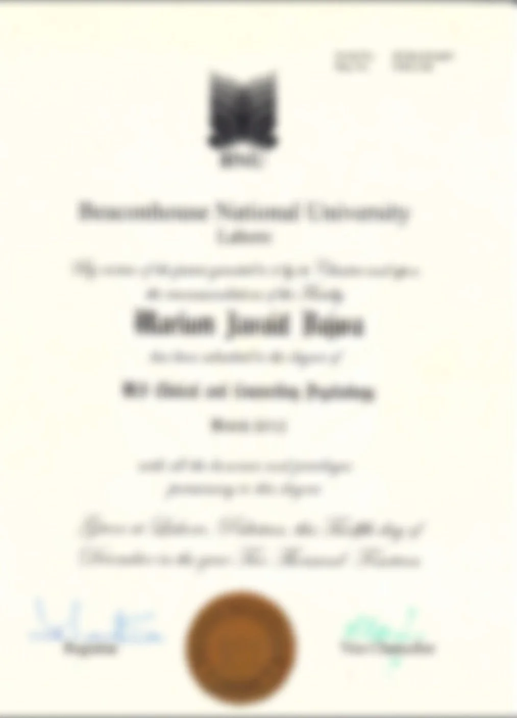 Close-up of a blurred certificate of achievement from the Boy Scouts of America.