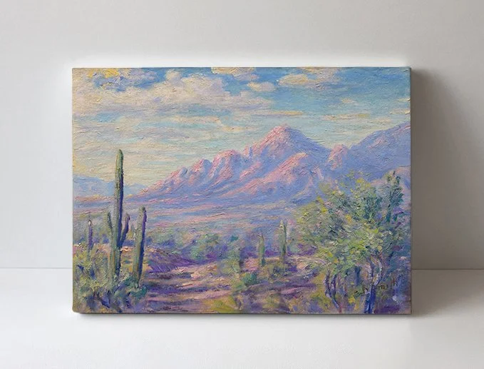  Catalina Mtns from the East (1933)  10” x 14” canvas on stretcher  $300 donation or $30 per month 
