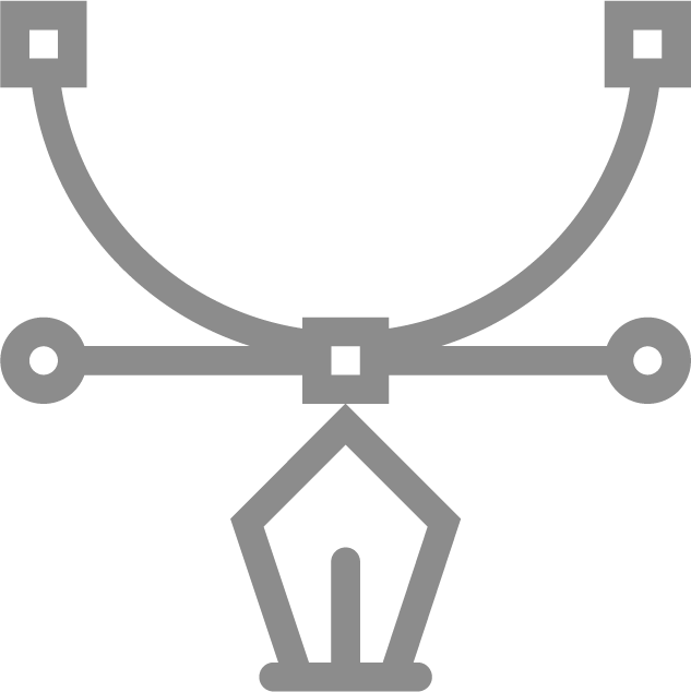Icon of a fountain pen nib with a semi-circle above and lines extending from the sides, resembling a stylized design.