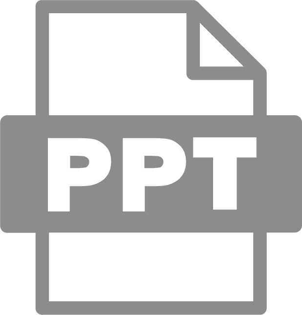 Icon of a PowerPoint file with the letters PPT on it.