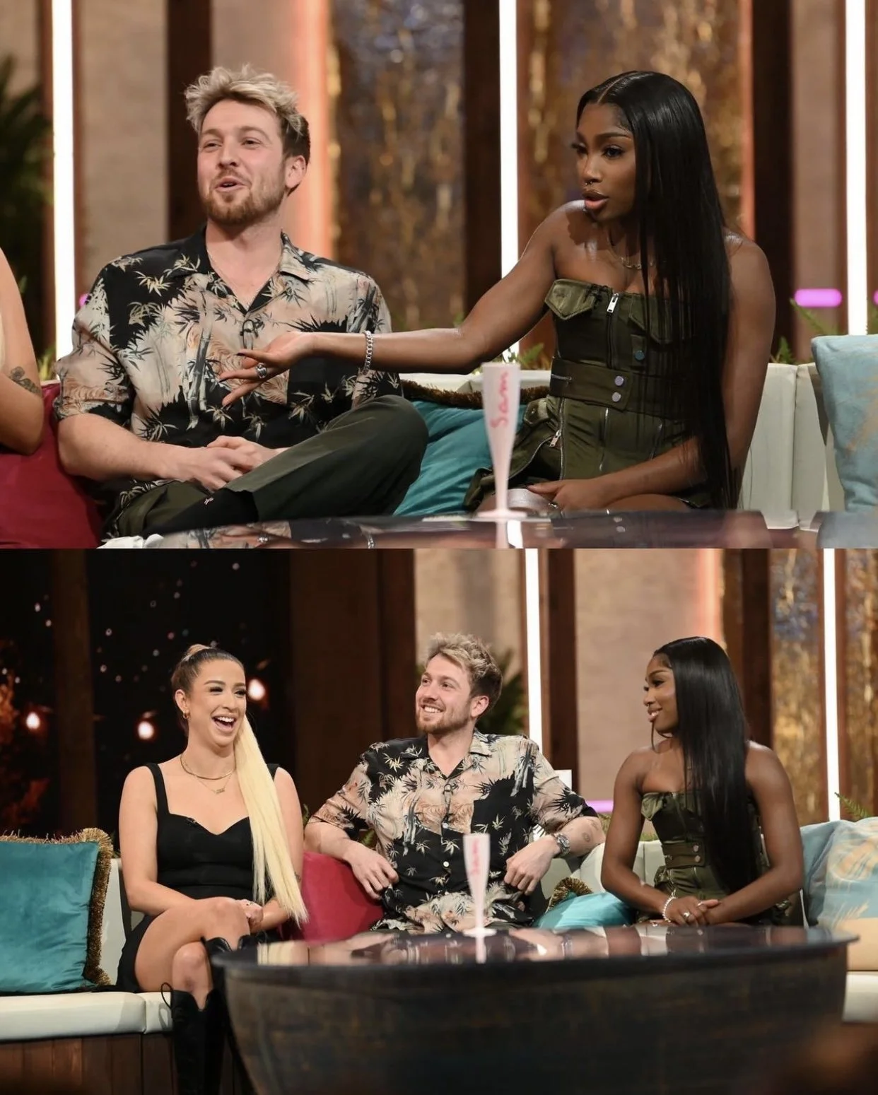 Indiyah Polack in Dion Lee khaki corset and skirt set on Love Island Aftersun