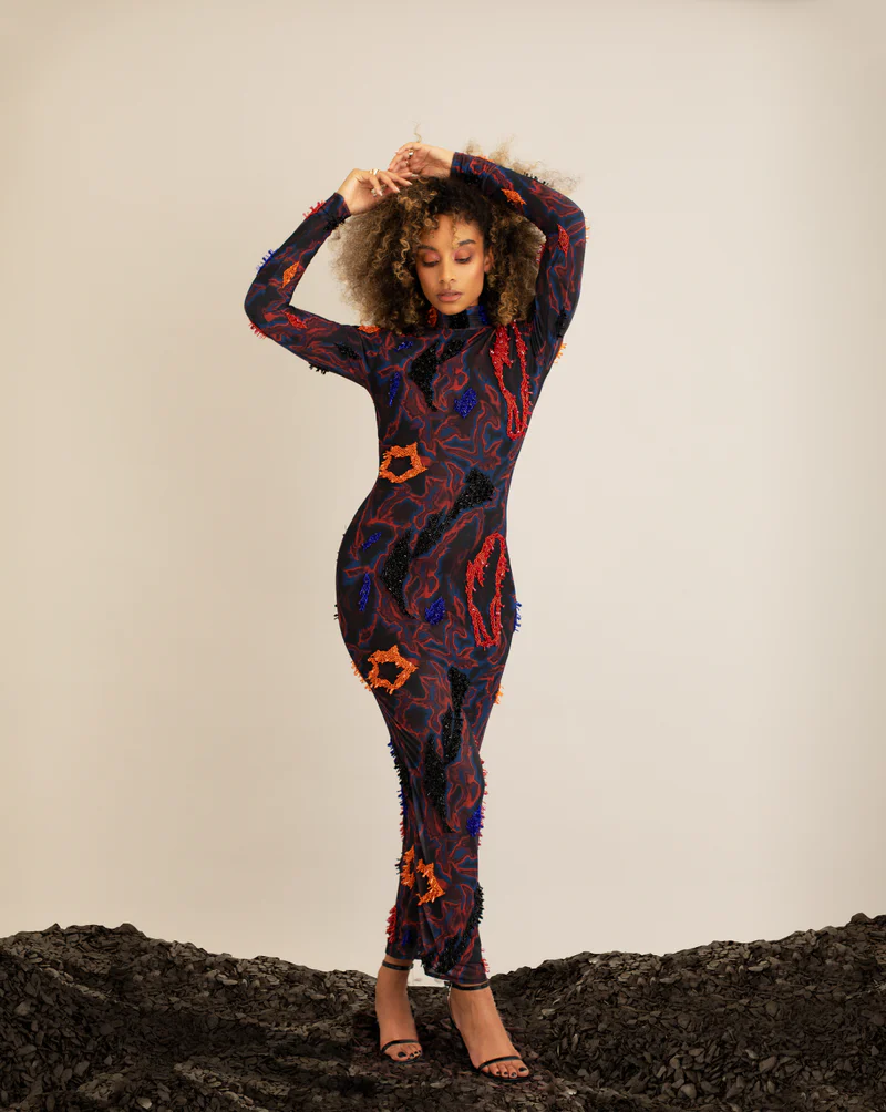 Model wearing Onalaja midi dress