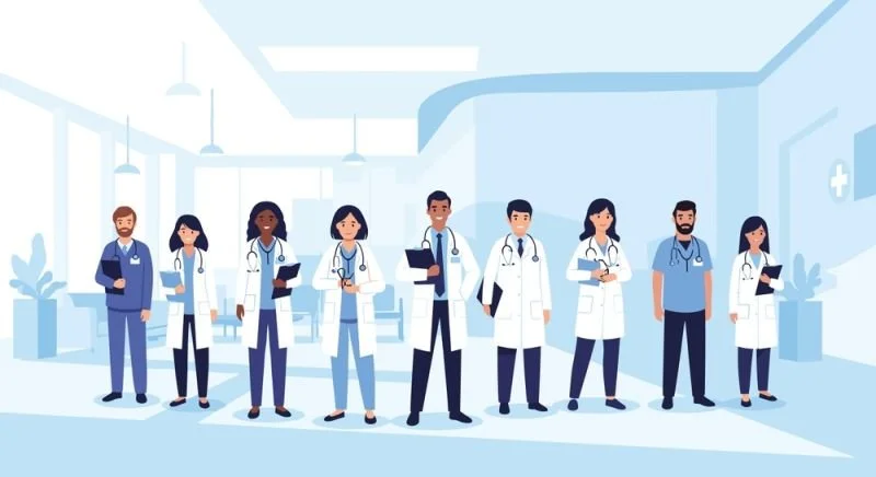 clinicians in a team standing together