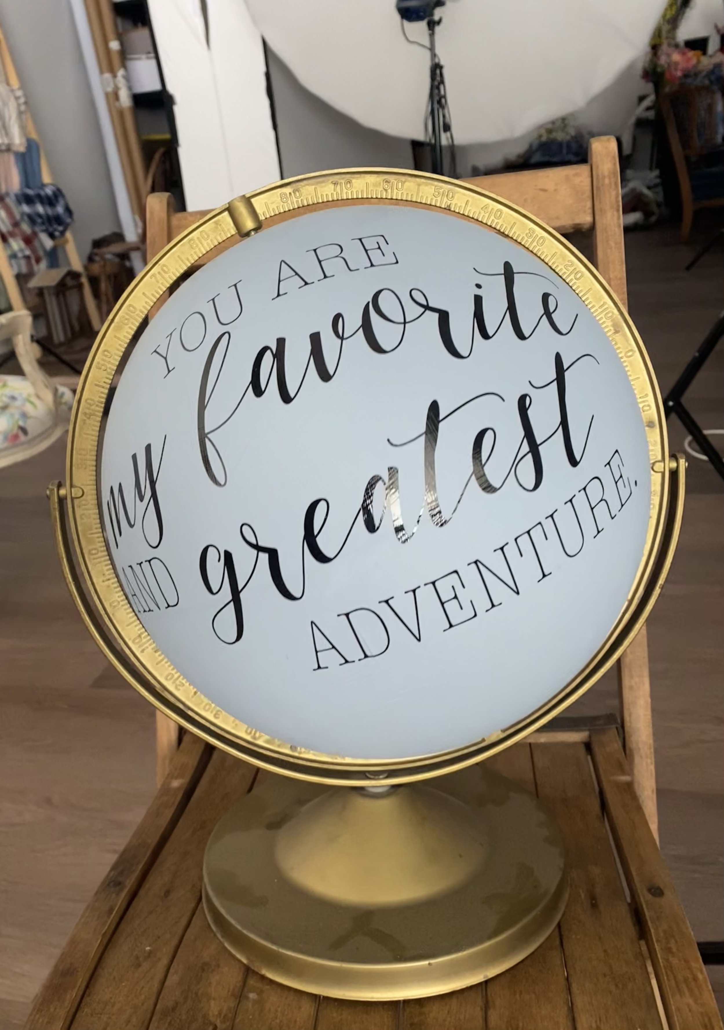 $40 - Globe with Vinyl Quote