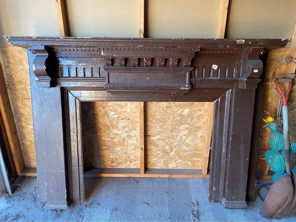$1,500.00. Antique Fireplace Mantel Surround. Over 100 yrs old. HEAVY with lots of pretty details. It will need to be refinished. 72.5” wide
51.5 tall, 12” deep; Opening is 41.5 wide x 34” tall