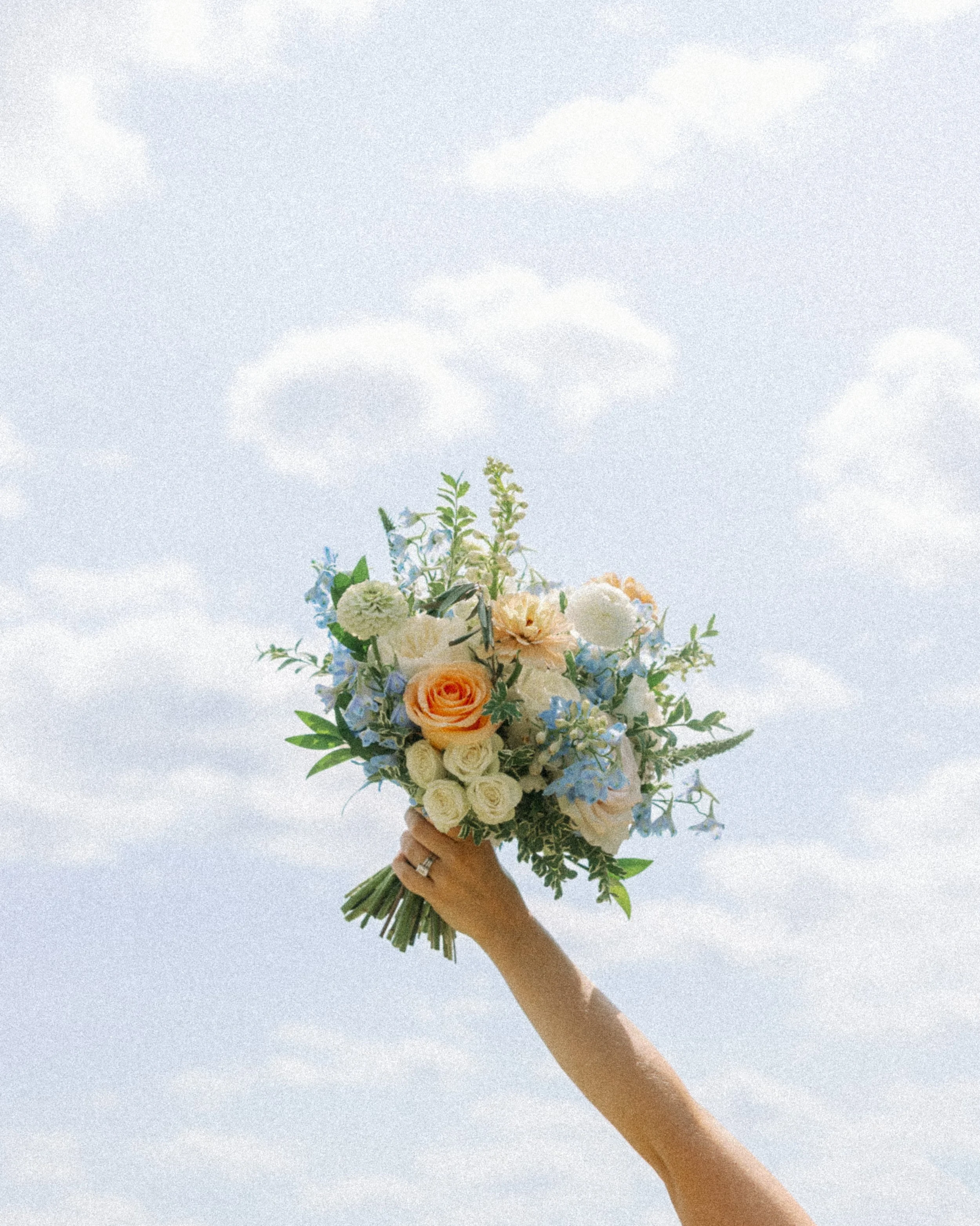 Pastel blue, white & peach color palette
