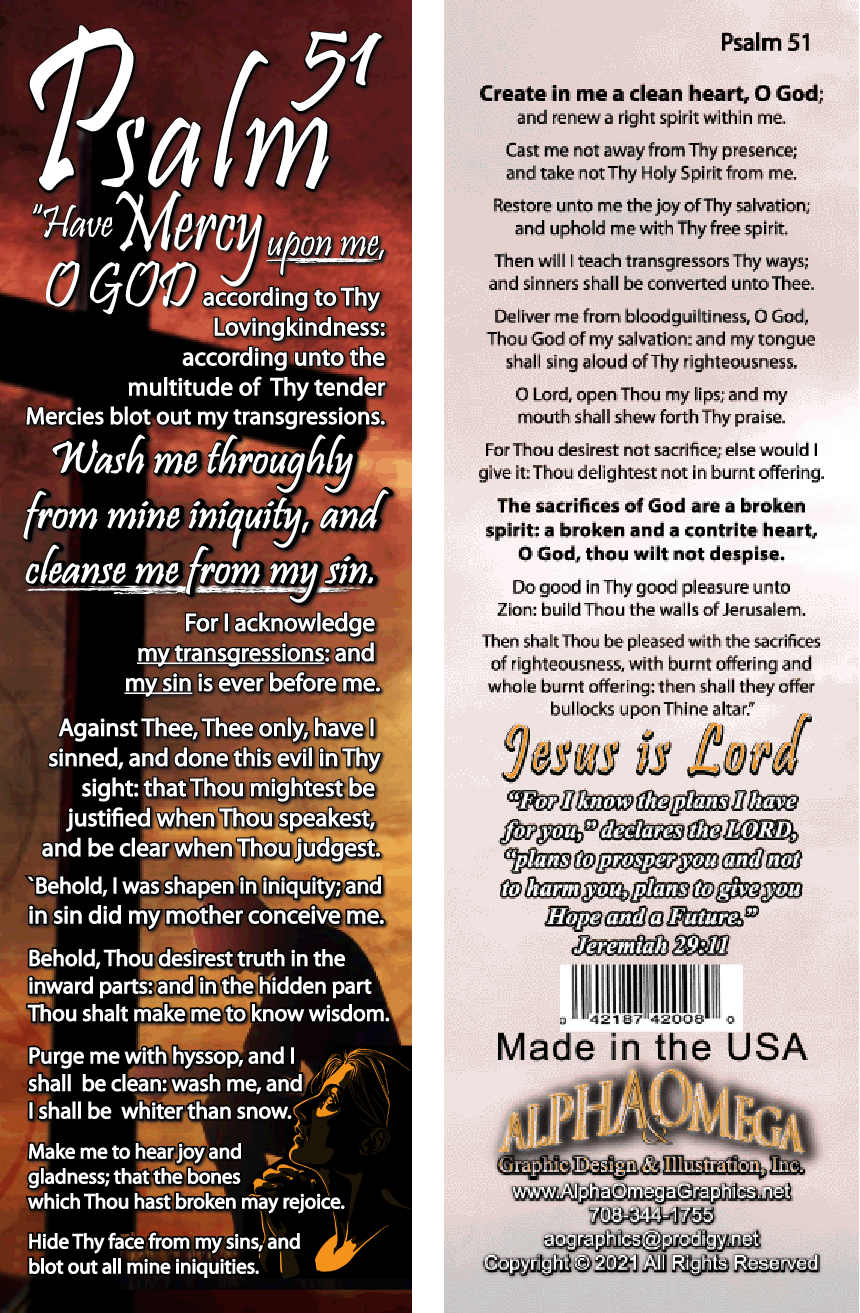 Psalm 51 Christian Bookmark Scripture Art Religious Bible Gifts psalm-51-christian-bookmark-scripture-art-religious-bible-gifts