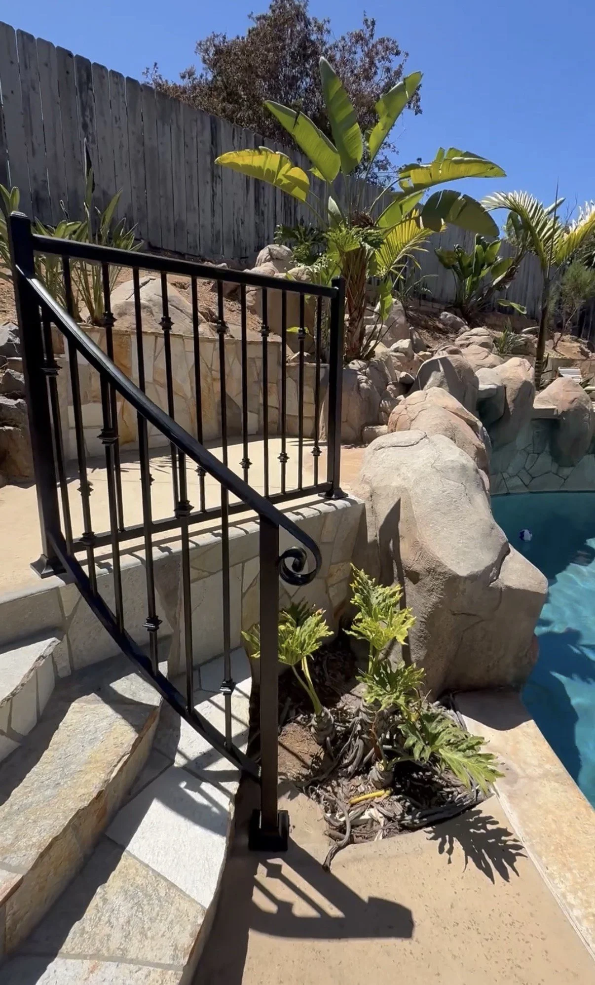 Custom iron railing installed for an outdoor renovation in San Diego, CA.