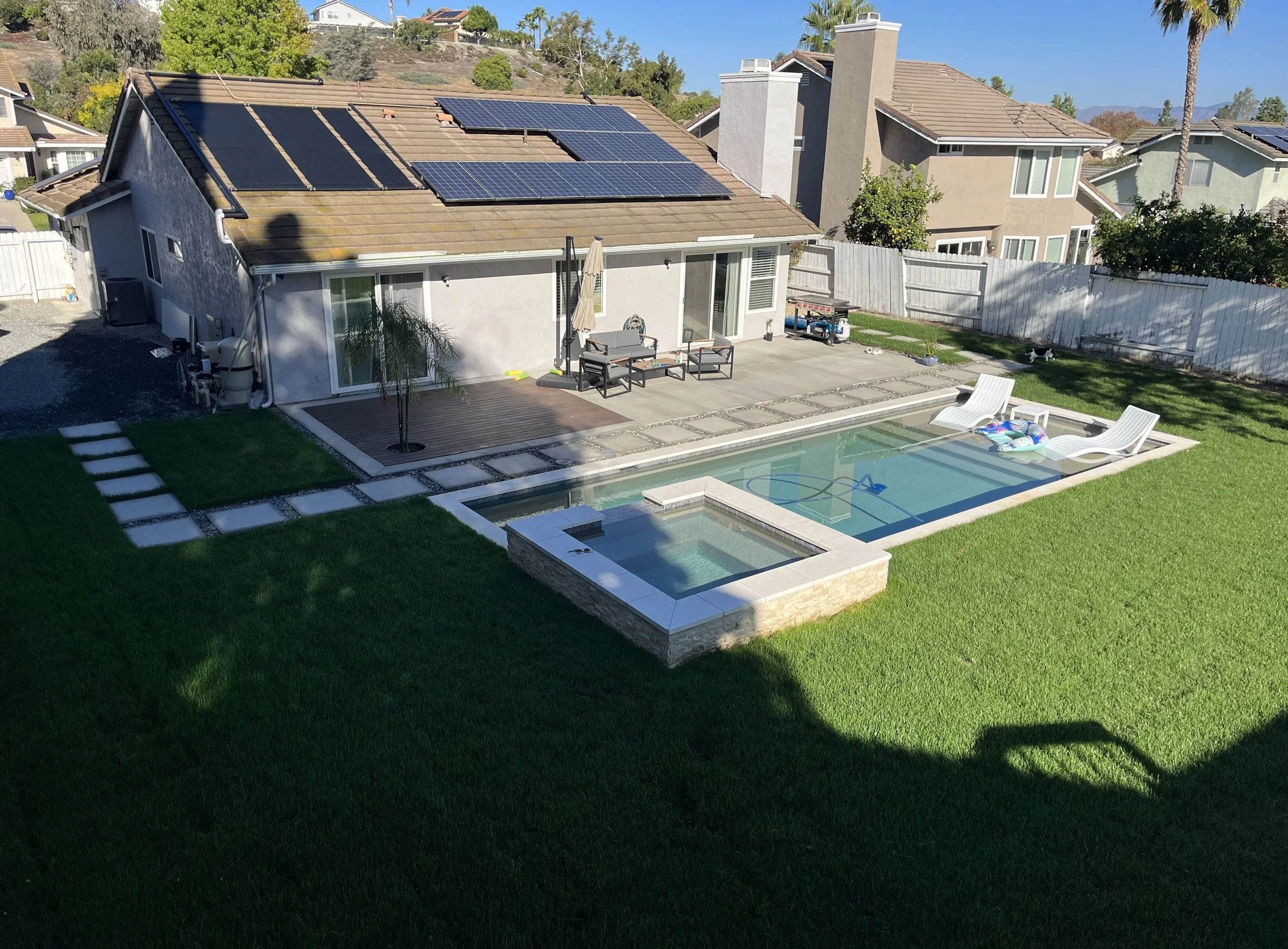Custom pool and hardscape outdoor living in Oceanside, California