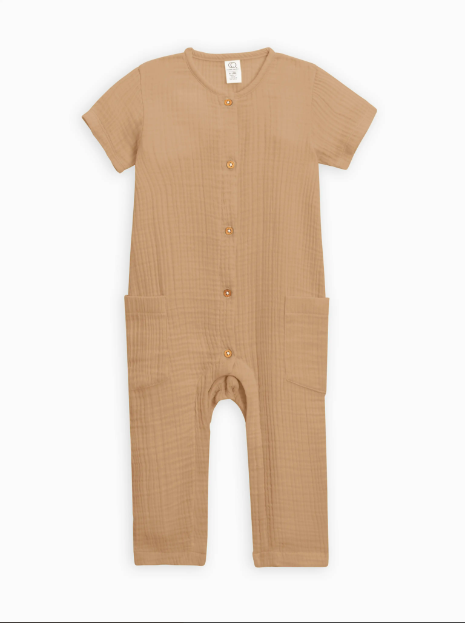 Nils Muslin Button Suit - Tan