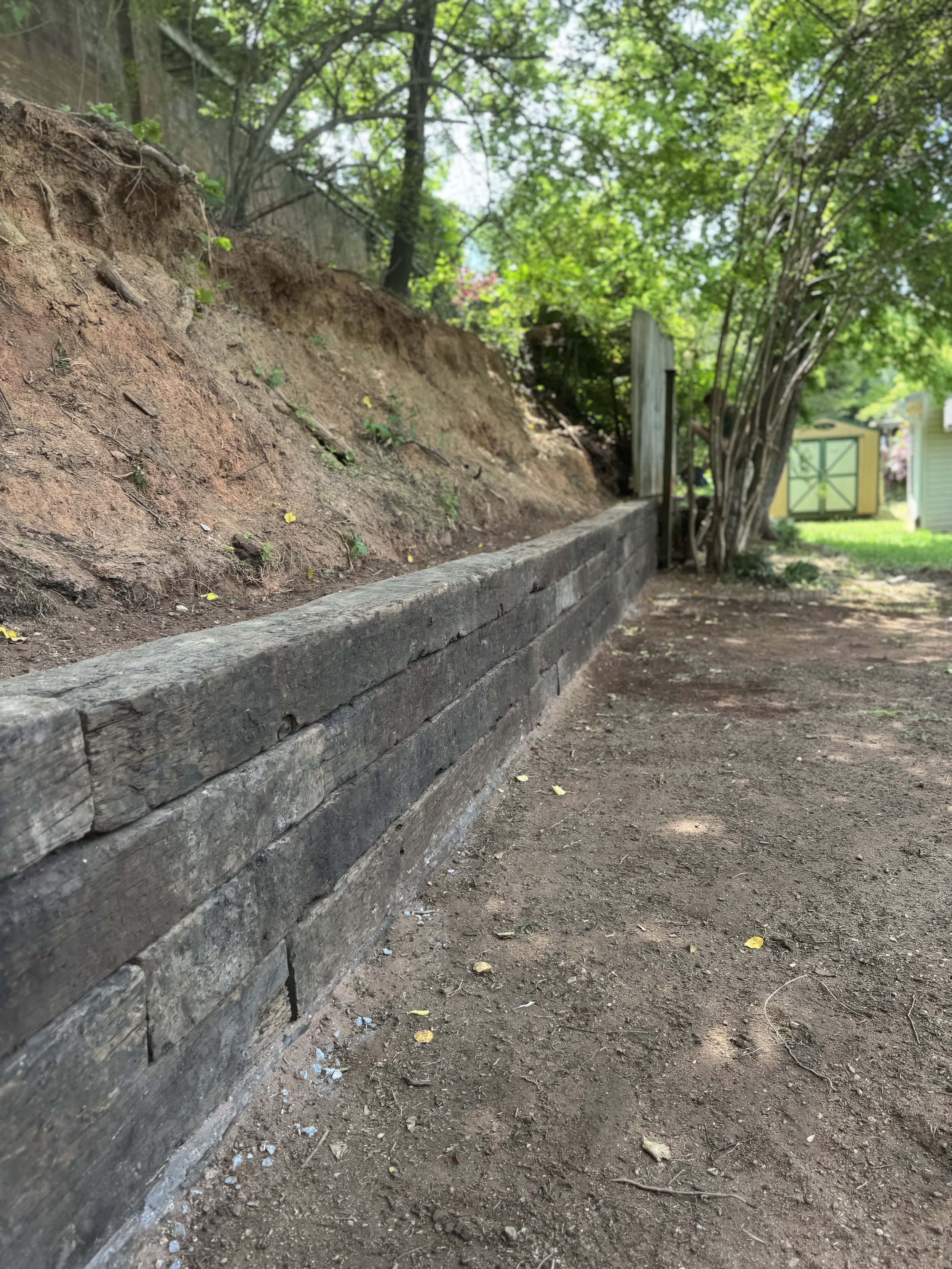 Rustic Railroad Tie Retaining Wall