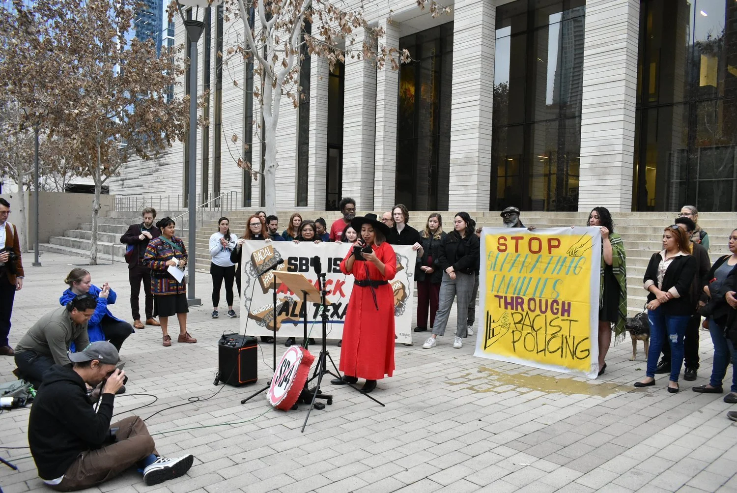 Federal court hearings begin today in a pair of legal challenges to Texas’s Senate Bill 4: Advocates outside the U.S. Courthouse in Austin, Texas, to strongly condemn Texas’s Senate Bill 4 ahead of the first day of federal court hearings, February 20