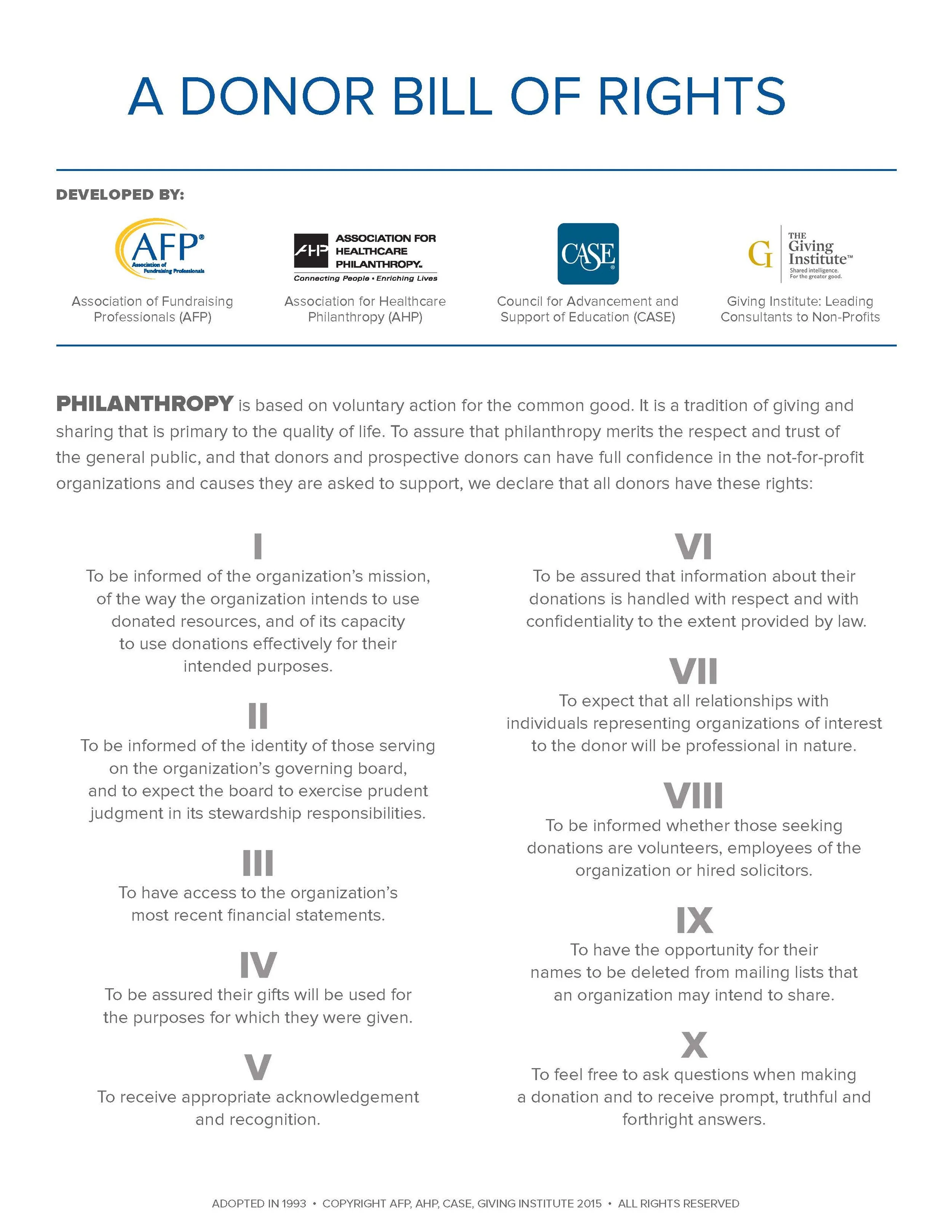 The Donor Bill of Rights: A Simple Transparency Check