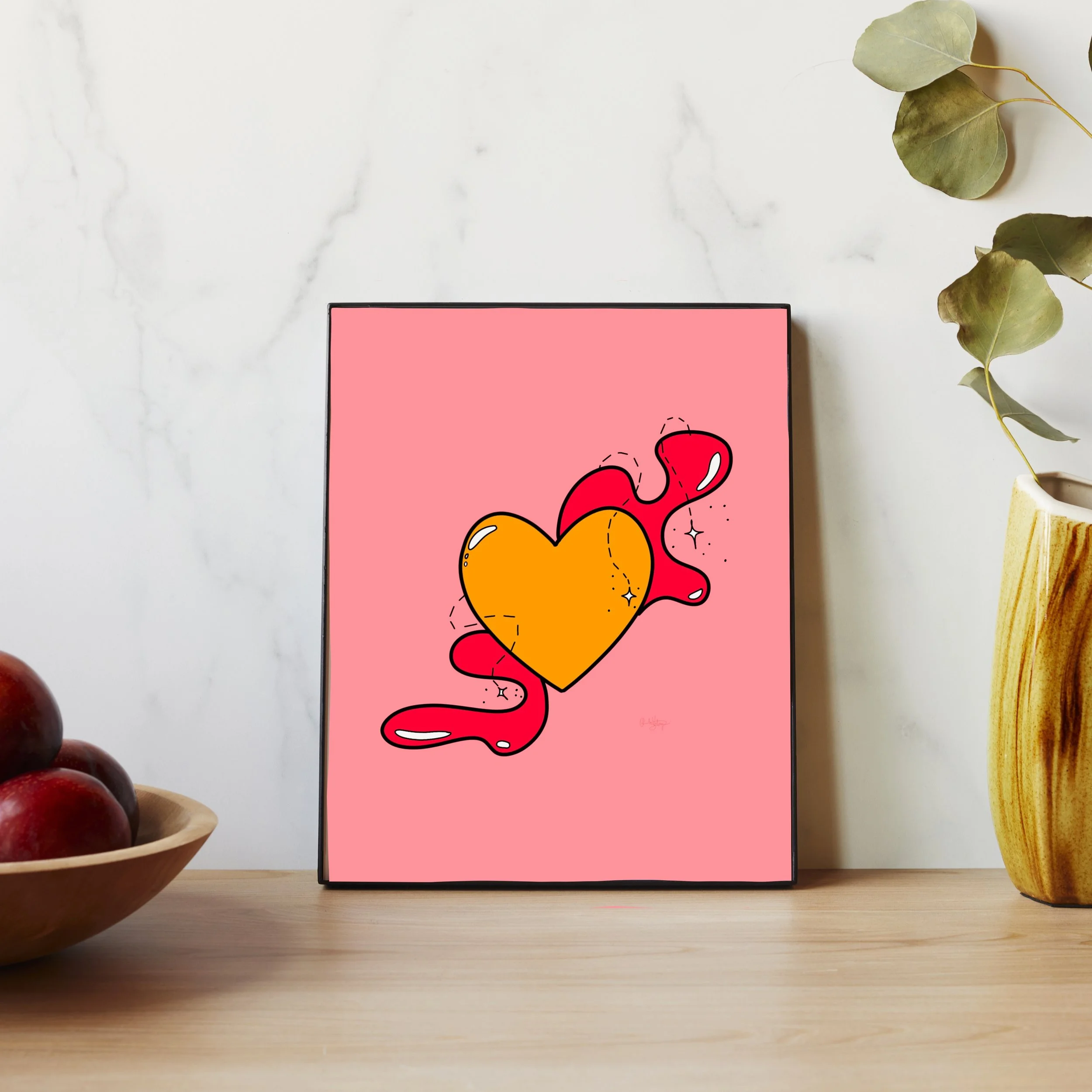 Retro Heart Print