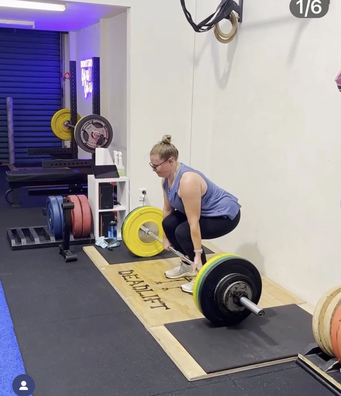 Amie, a member of Strength Block Gym, about to deadlift 115kg