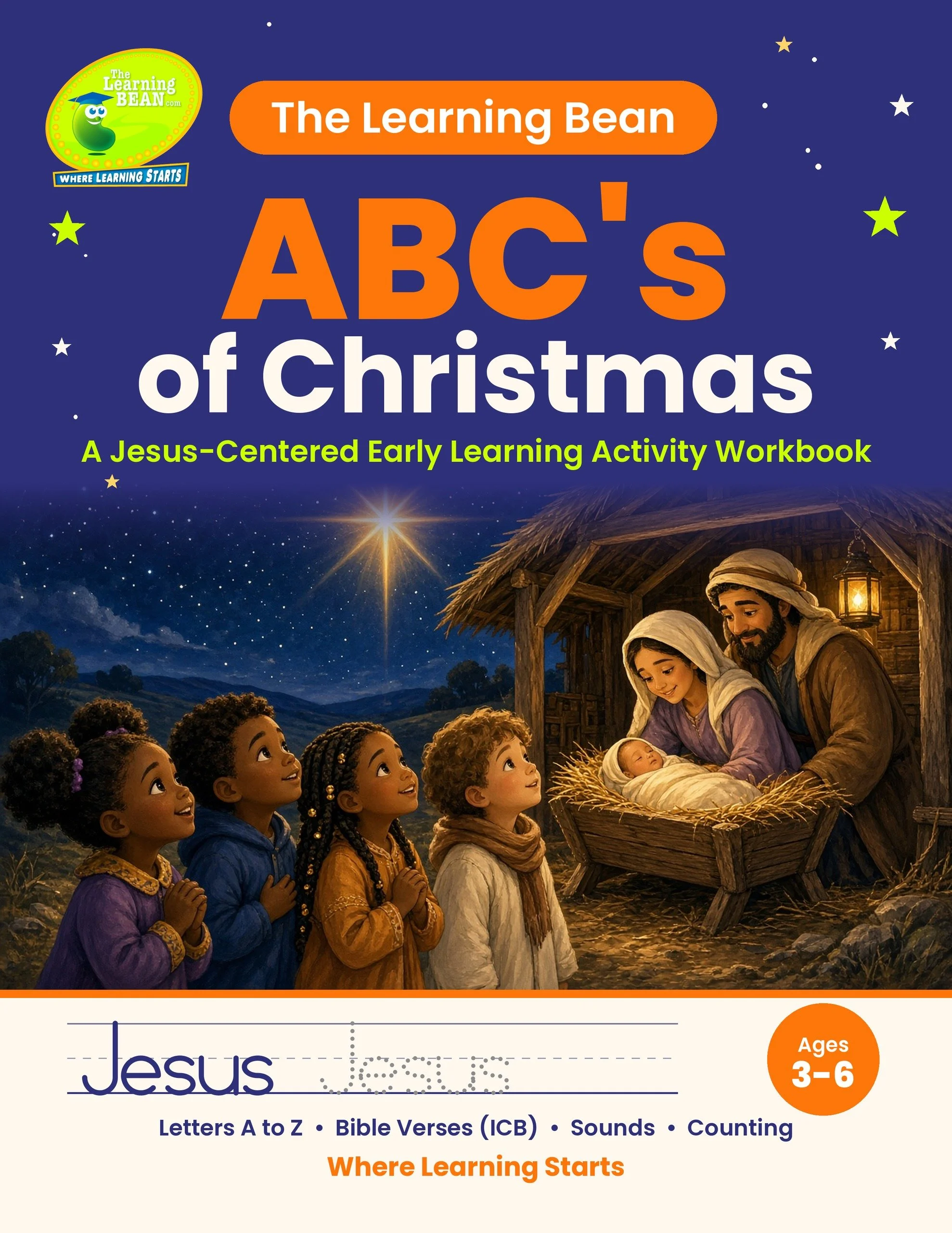 ABC's of Christmas activity workbook cover, The Learning Bean